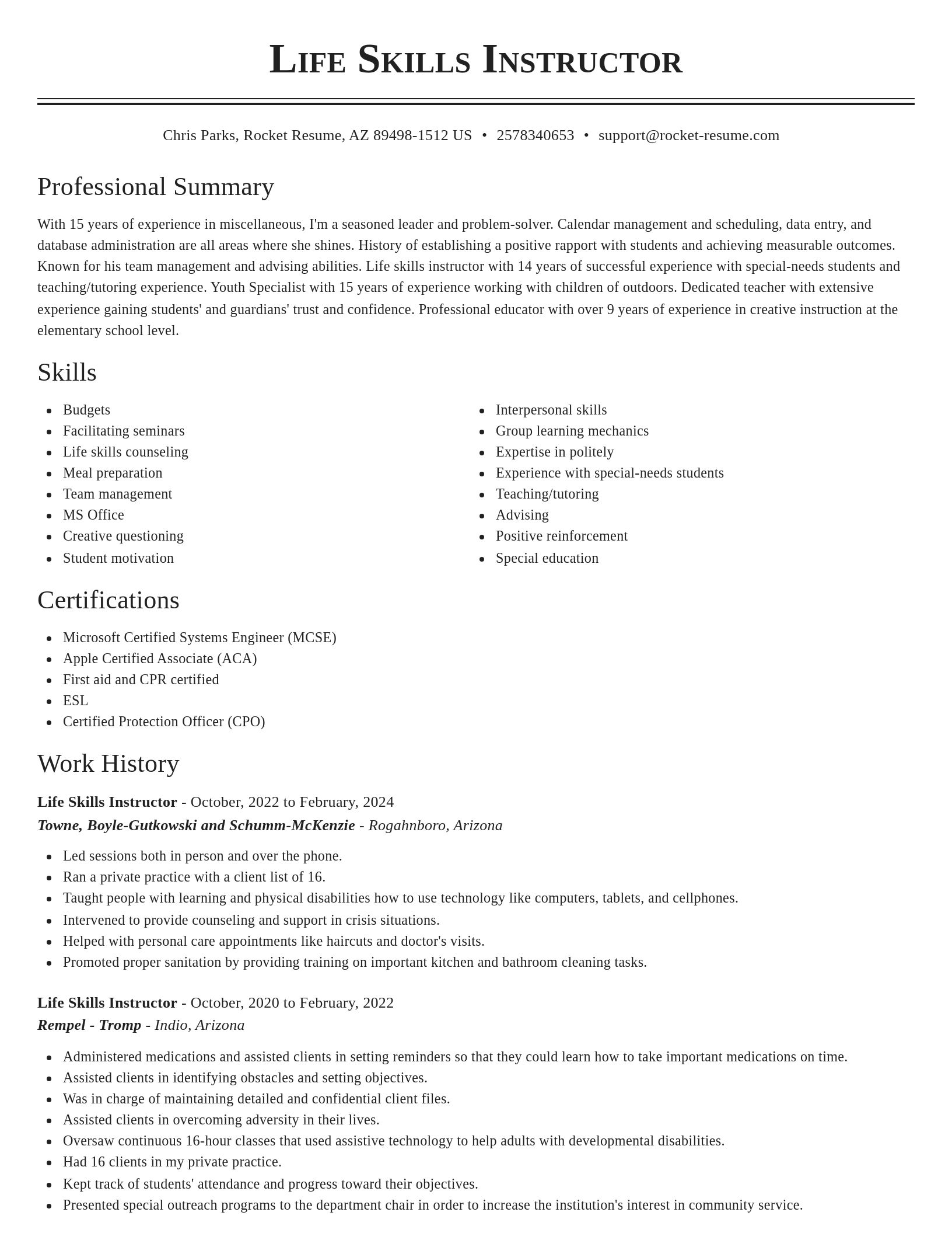 Classic resume template