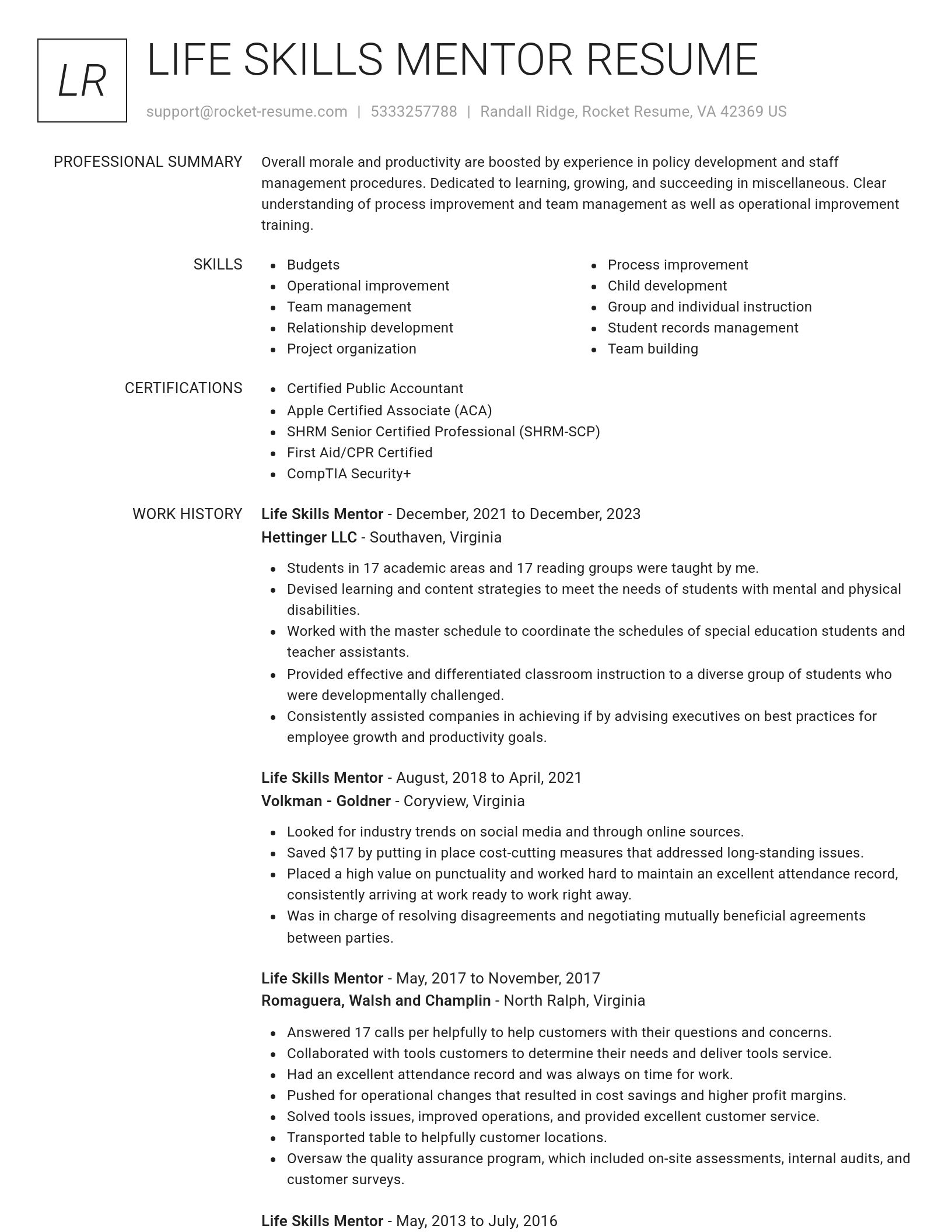 Renowned resume template