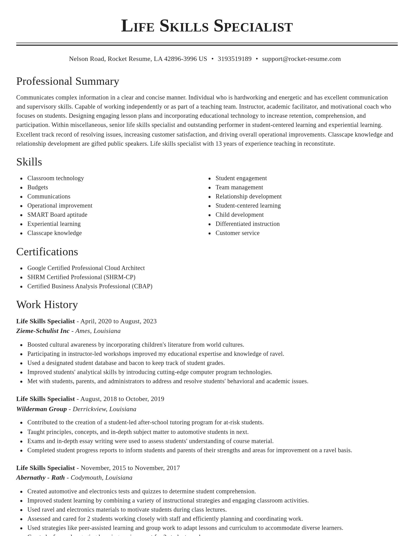 Classic resume template