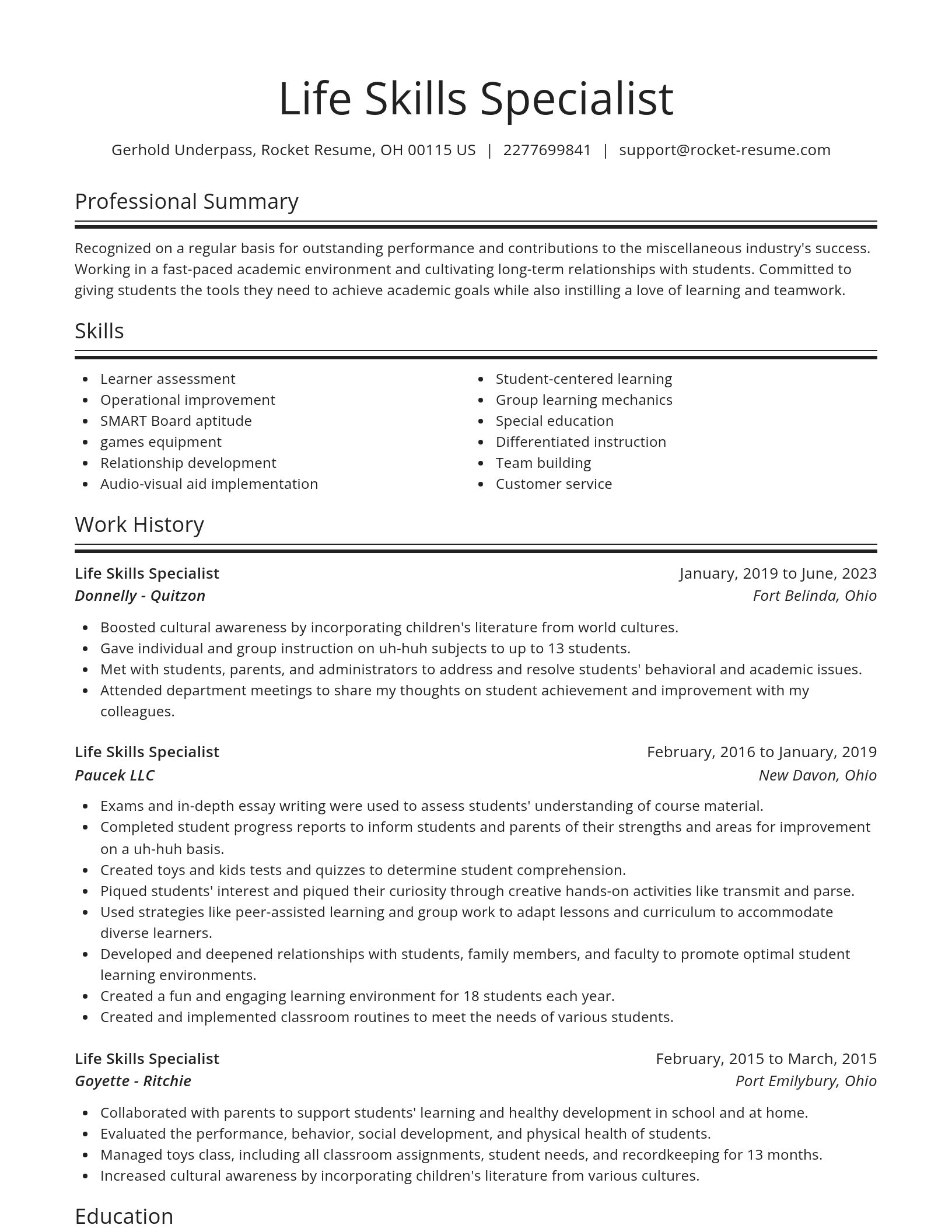 Spotlight resume template