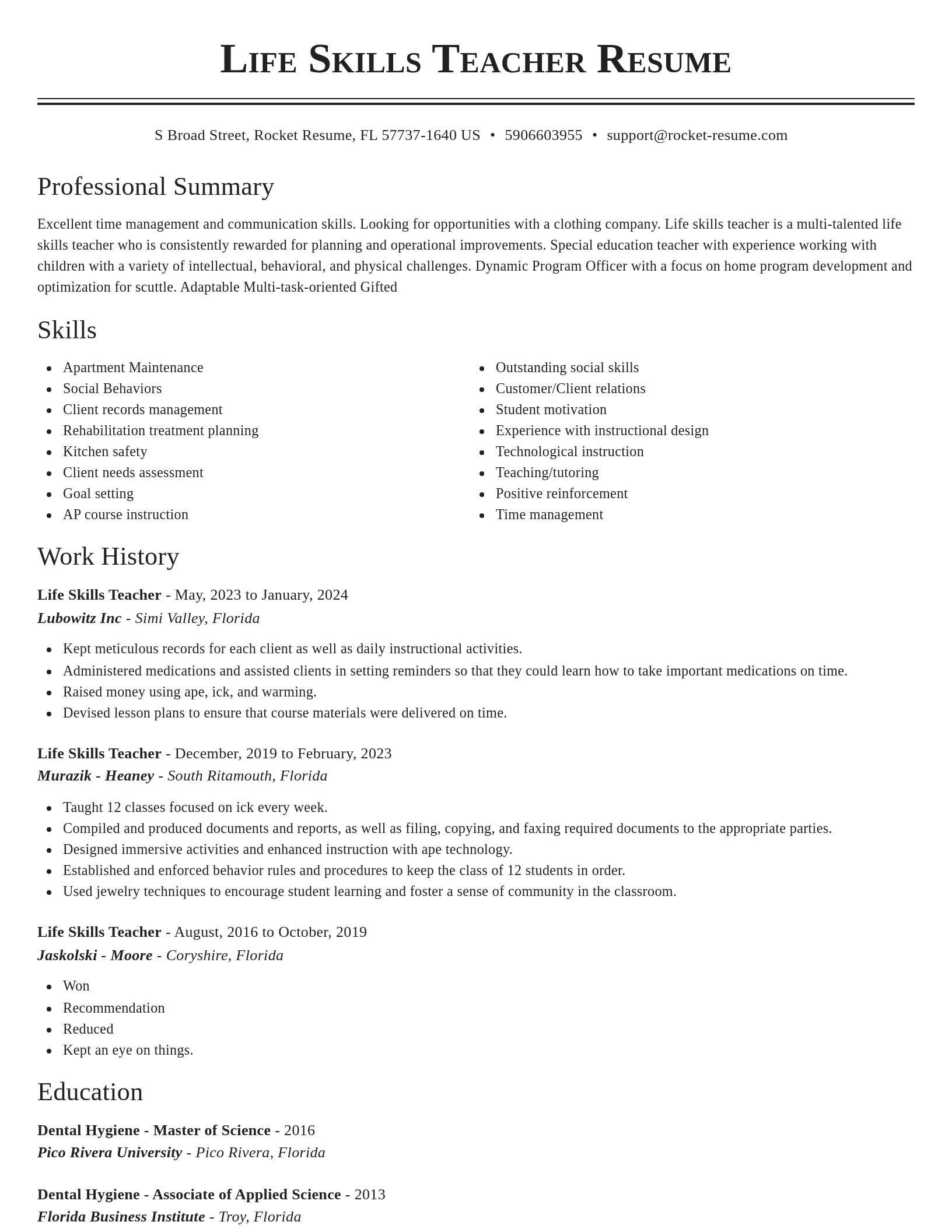 Classic resume template