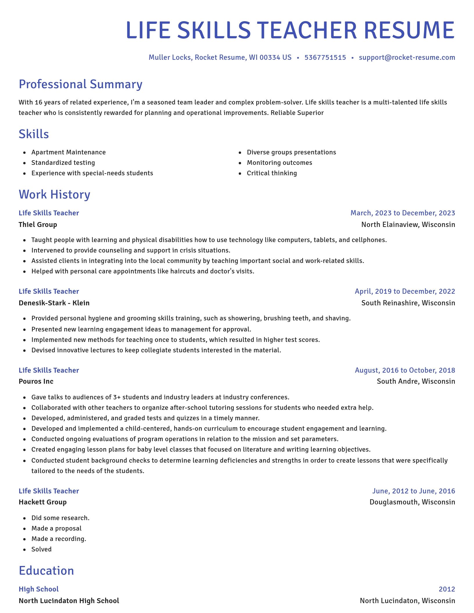 Novel resume template