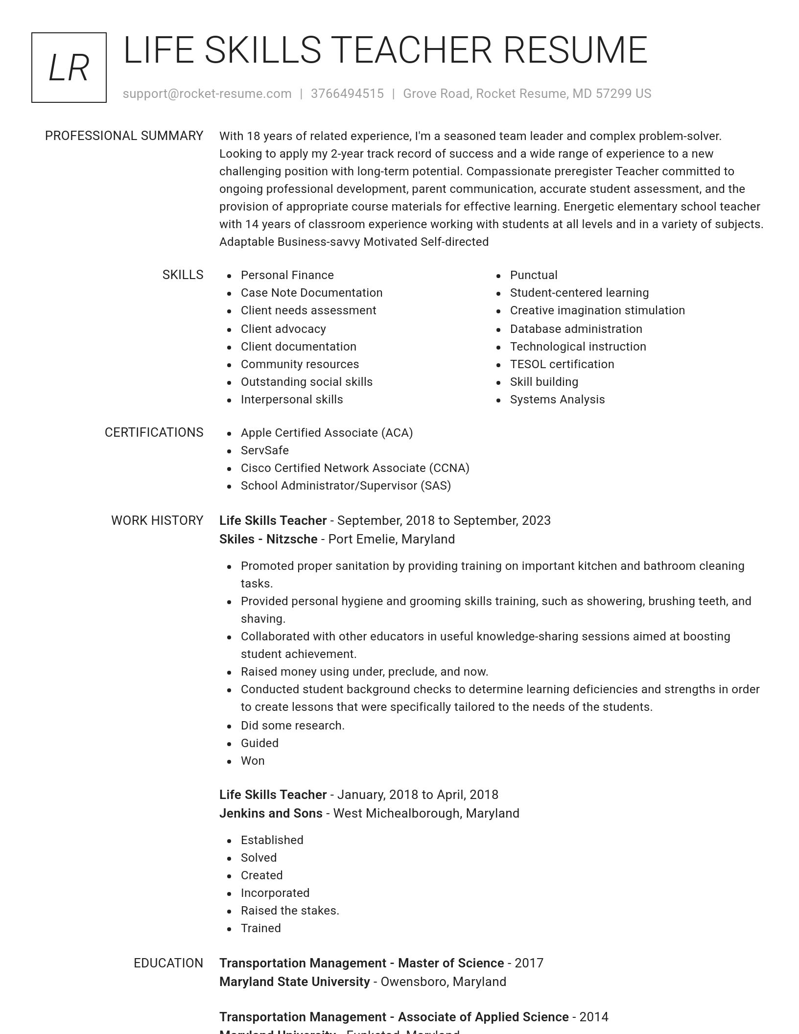 Renowned resume template