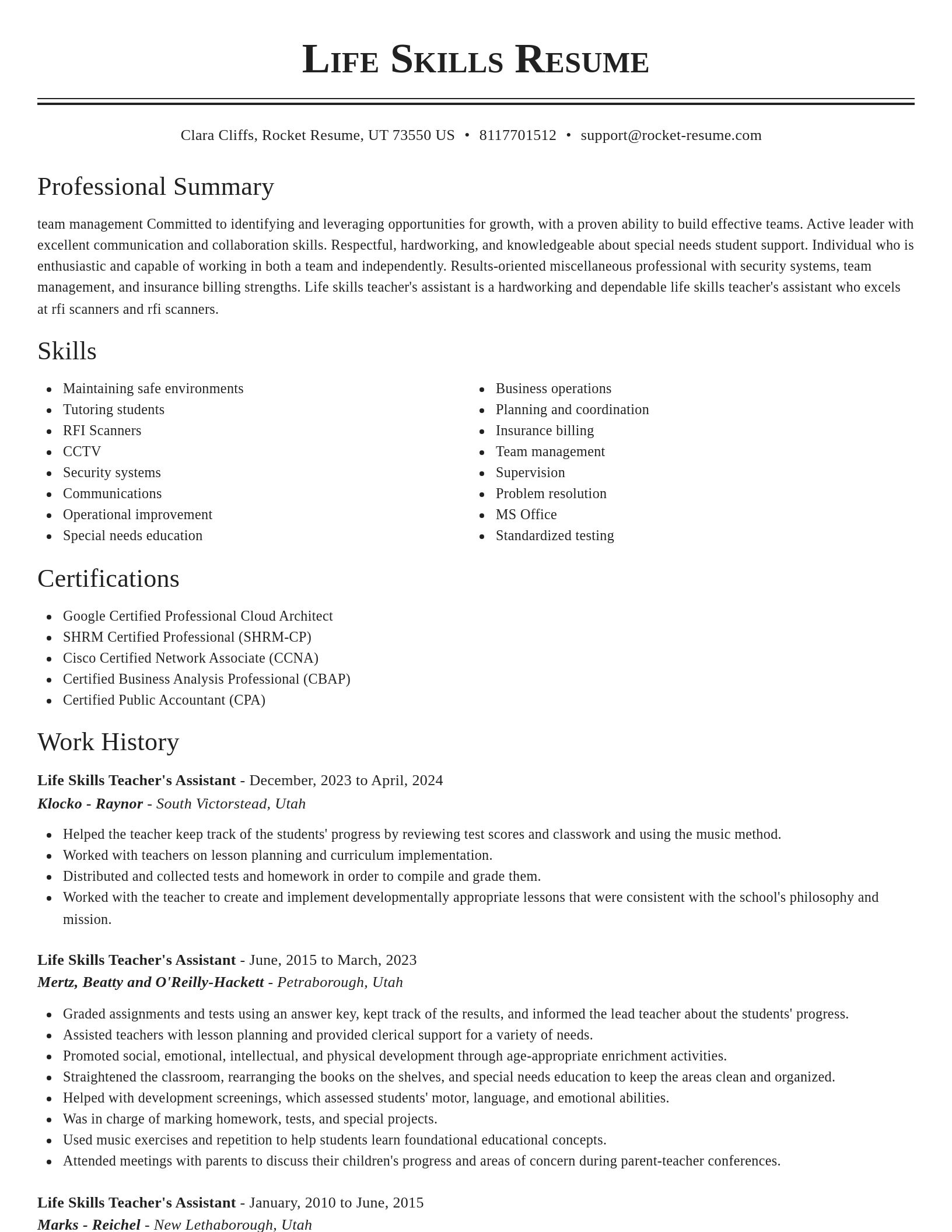 Classic resume template