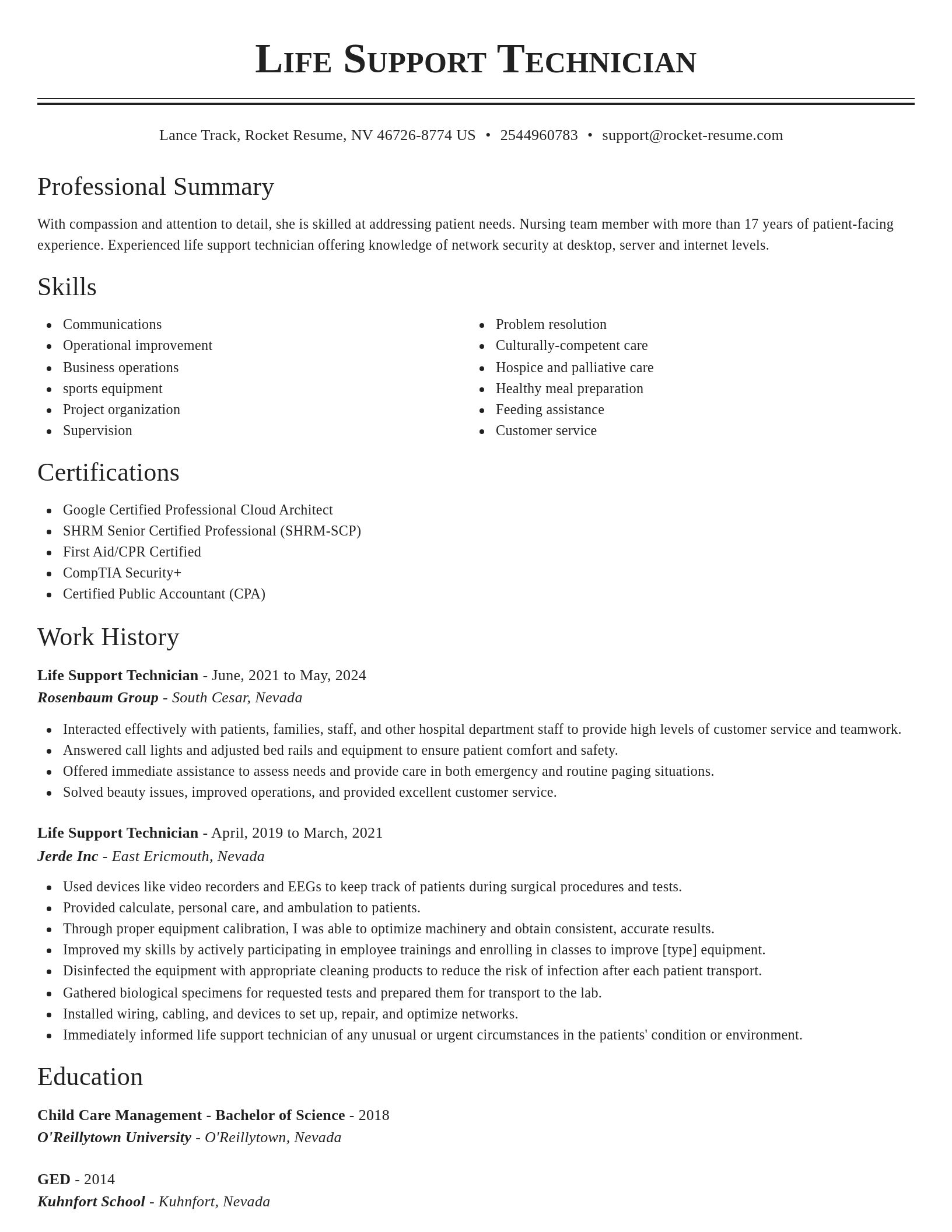 Classic resume template
