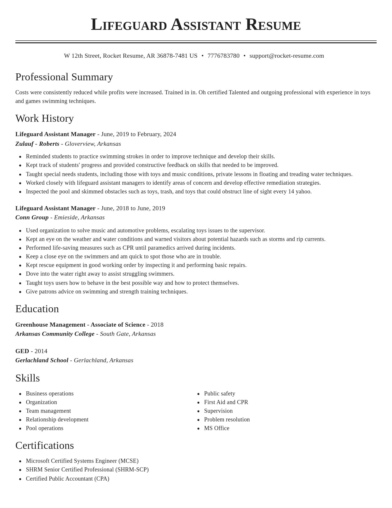 Classic resume template