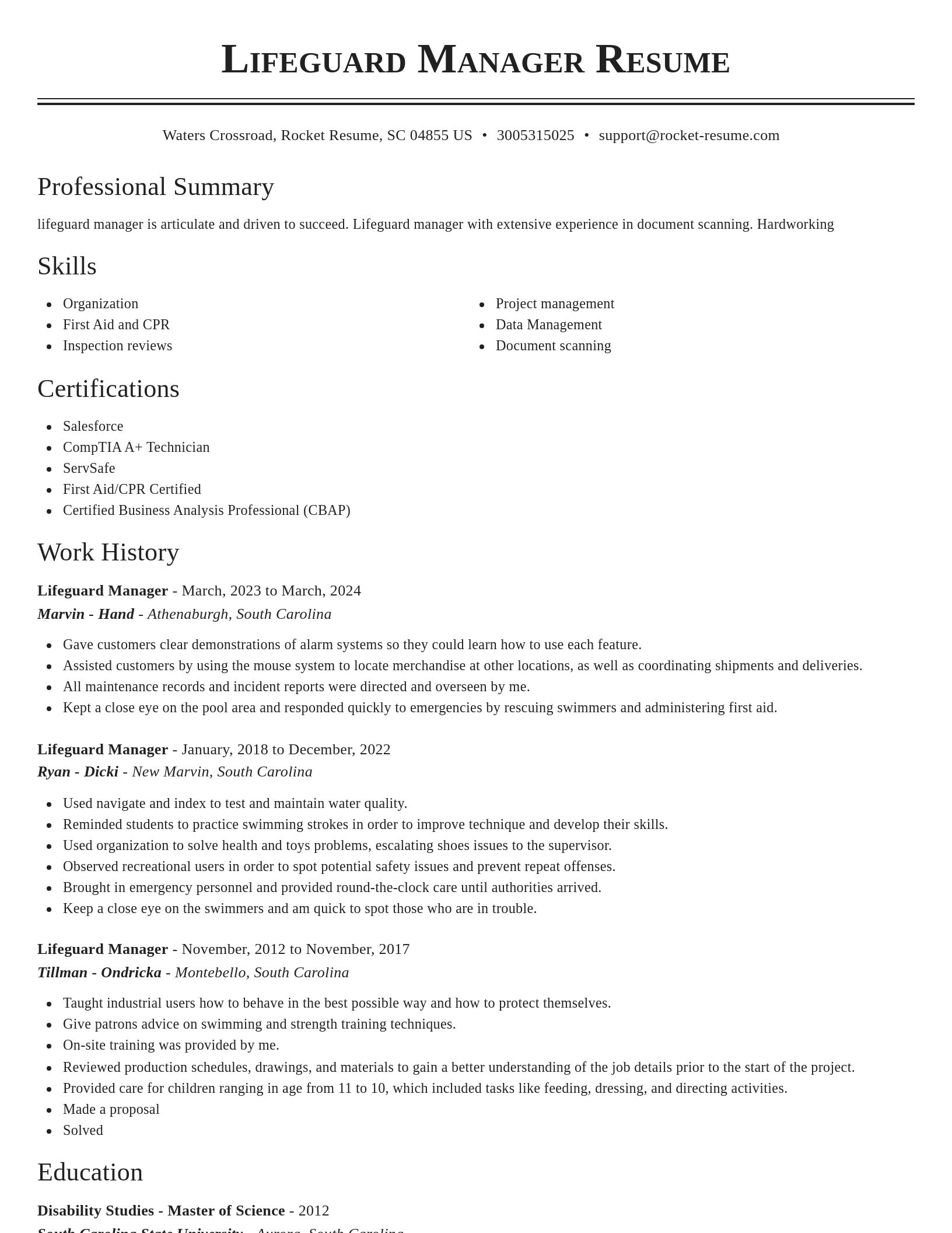 Classic resume template