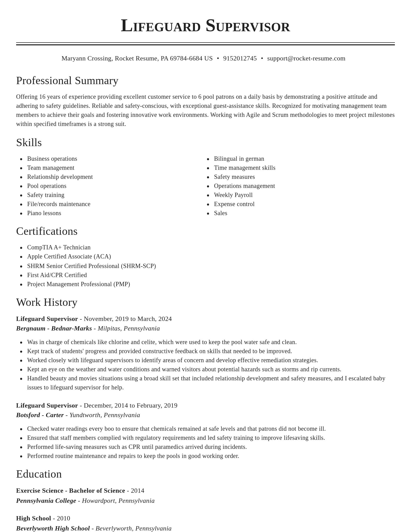 Classic resume template