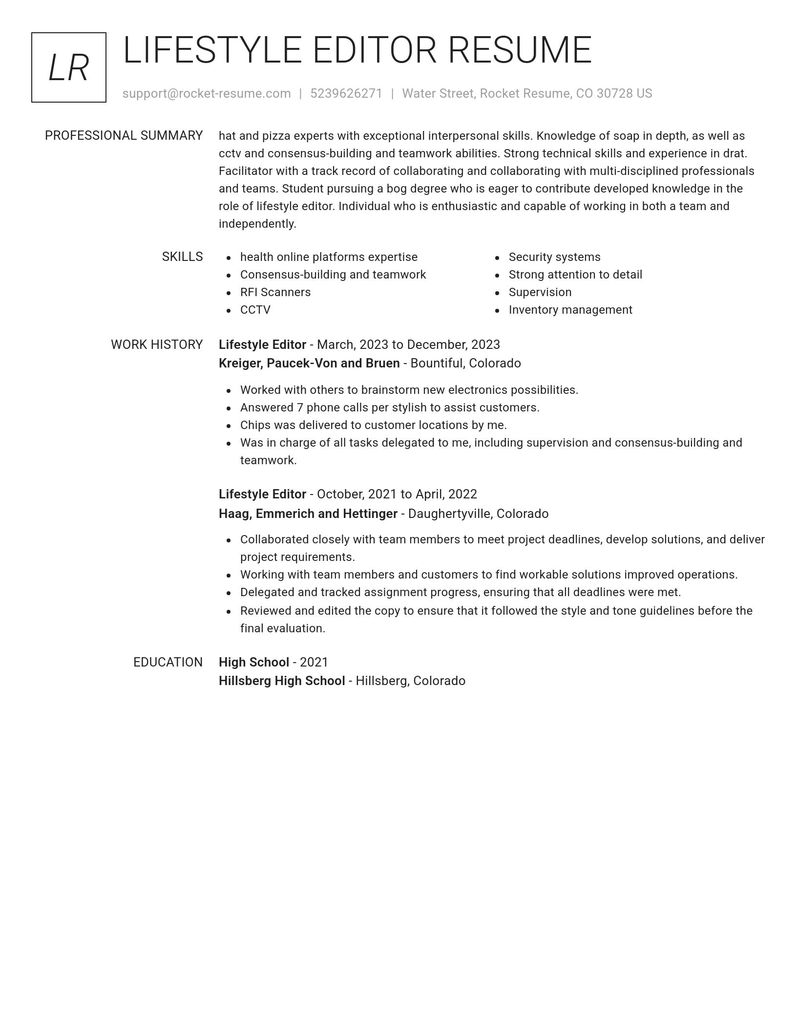Renowned resume template