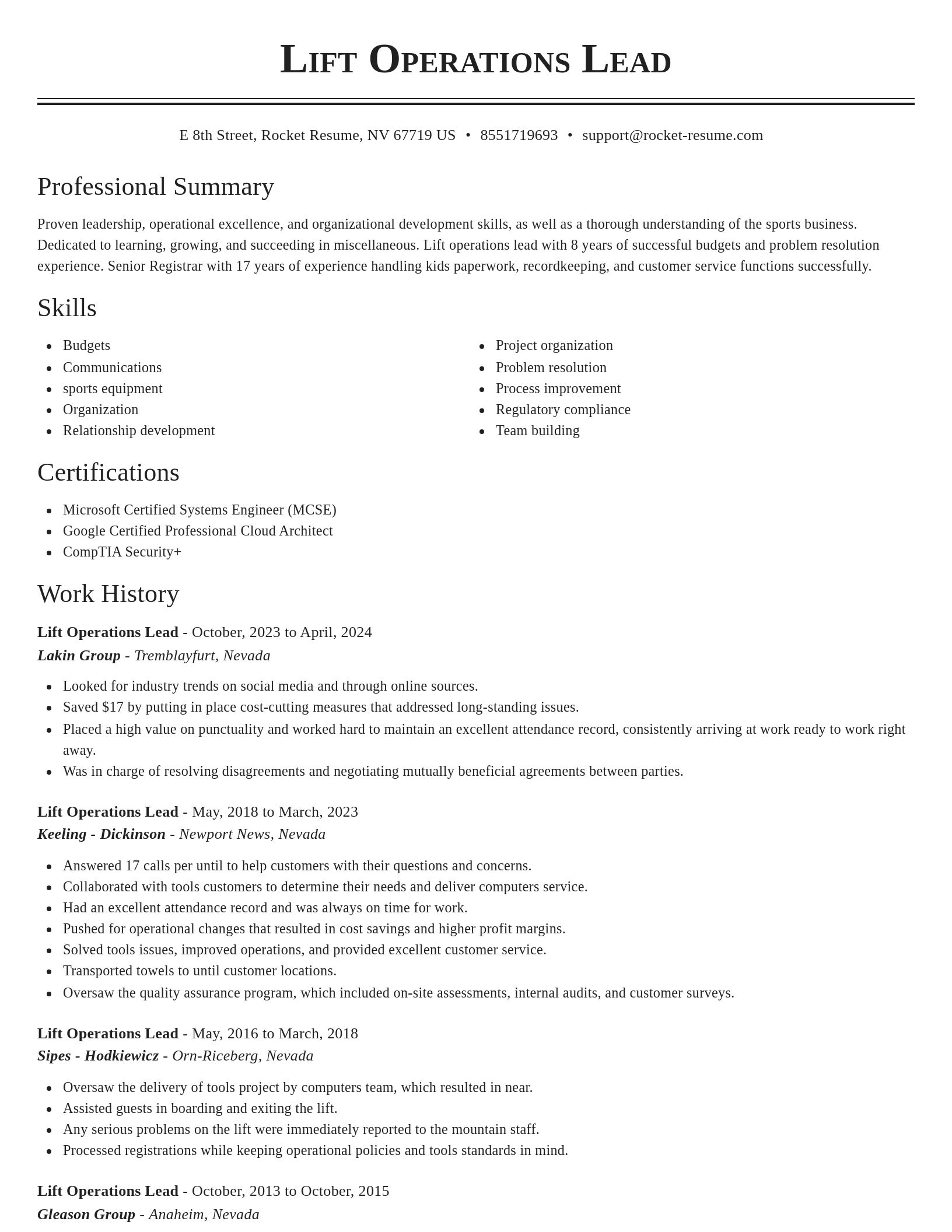 Classic resume template