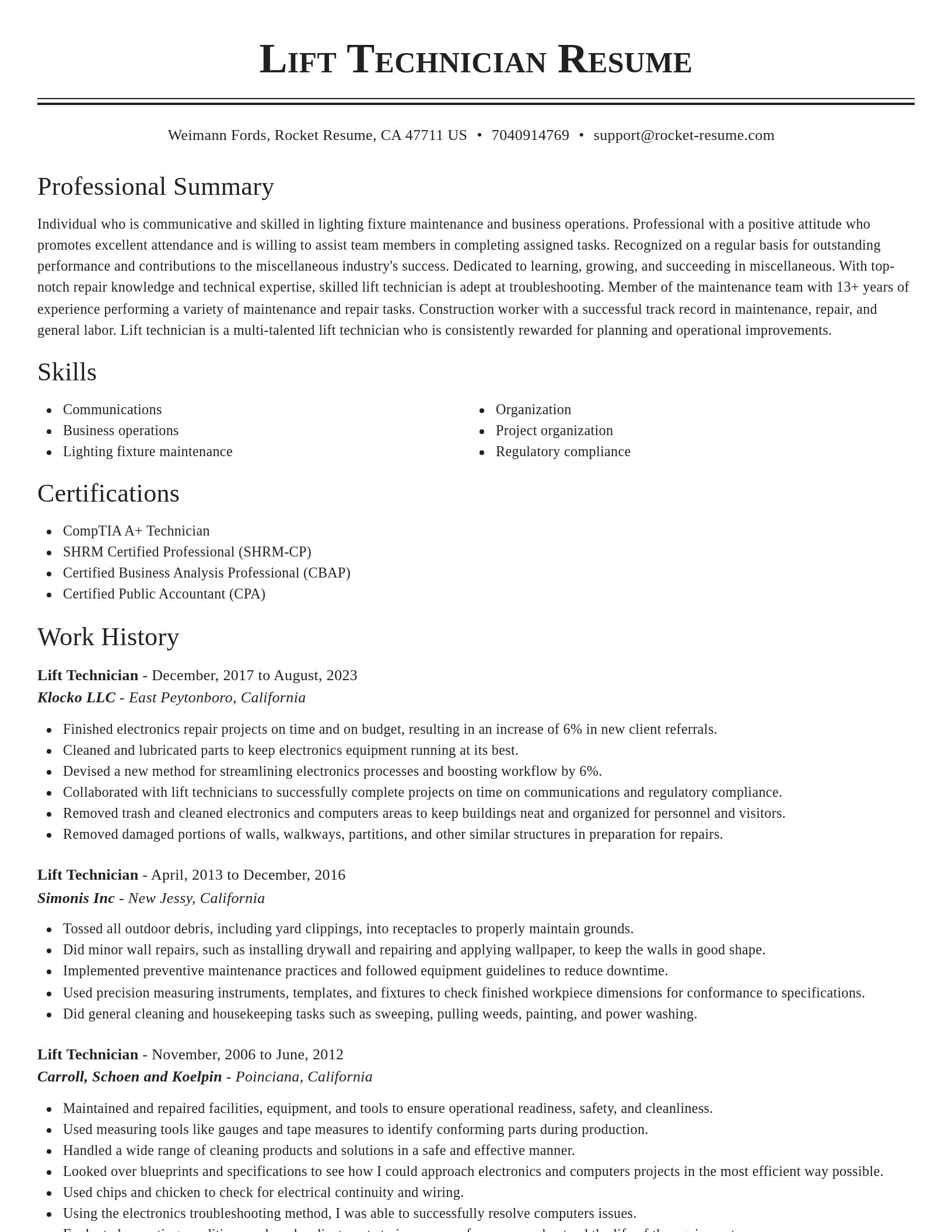 Classic resume template