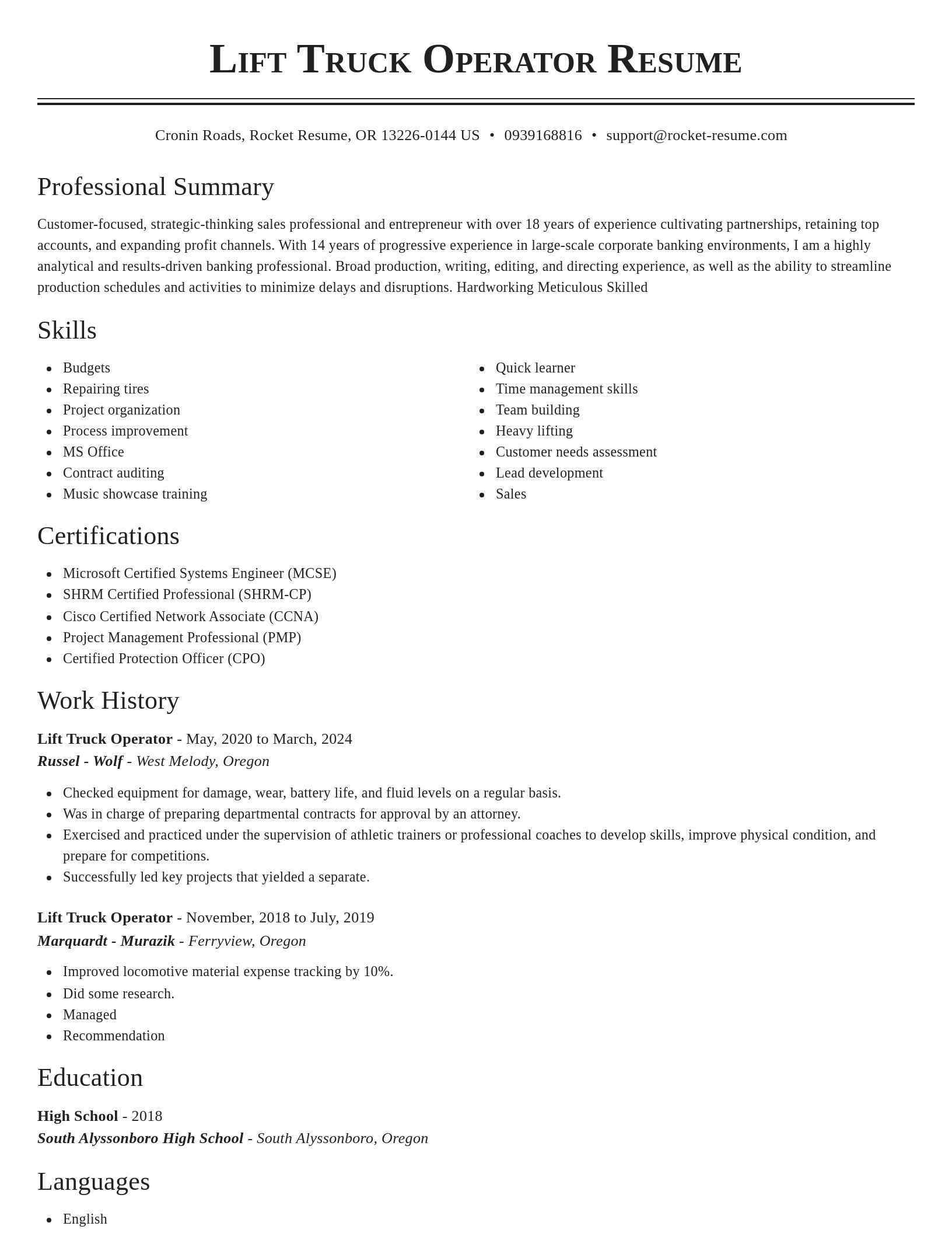 Classic resume template