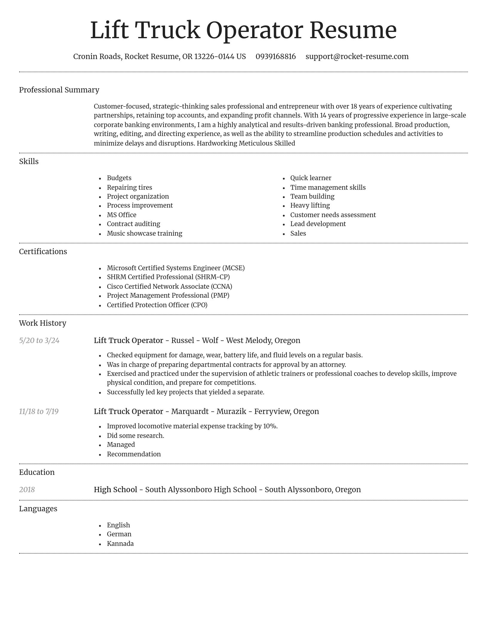 Dignified resume template