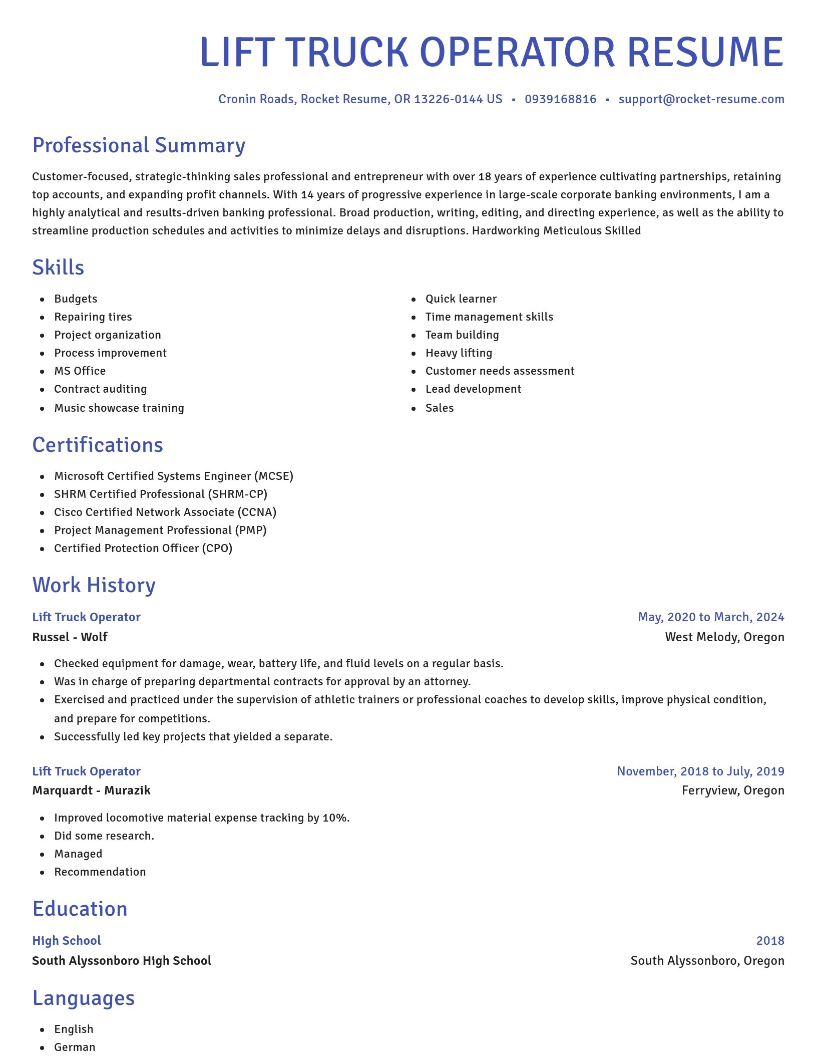 Novel resume template