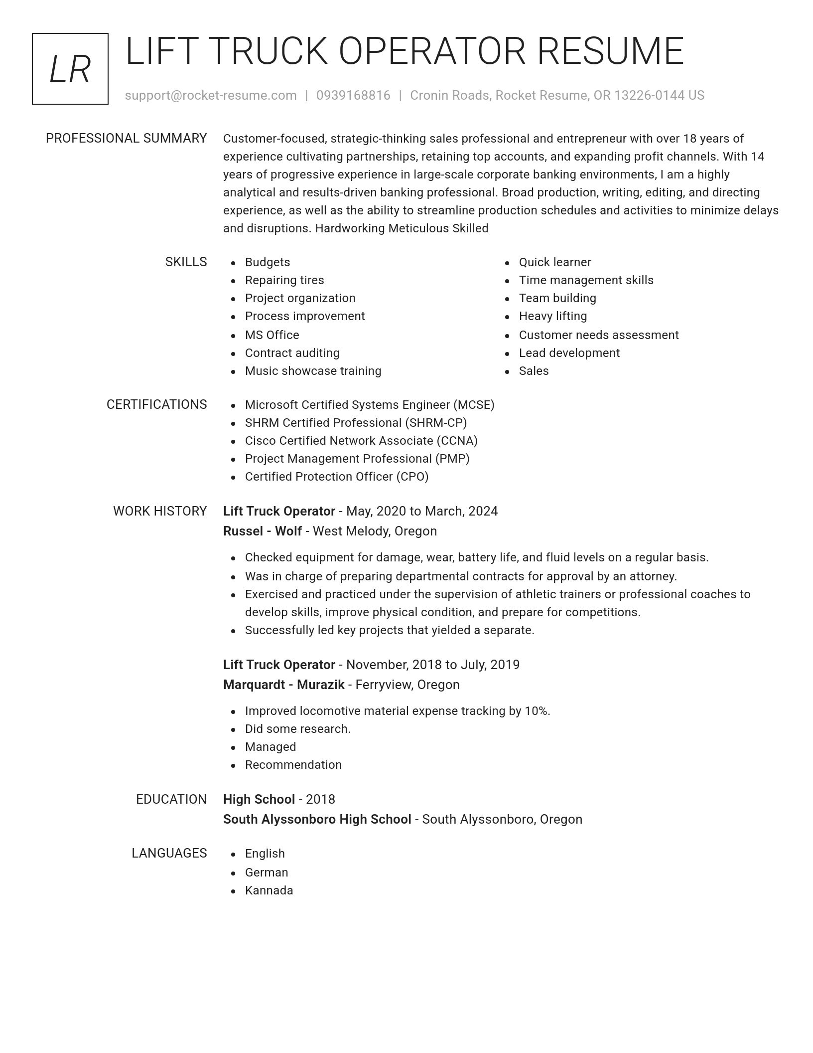 Renowned resume template