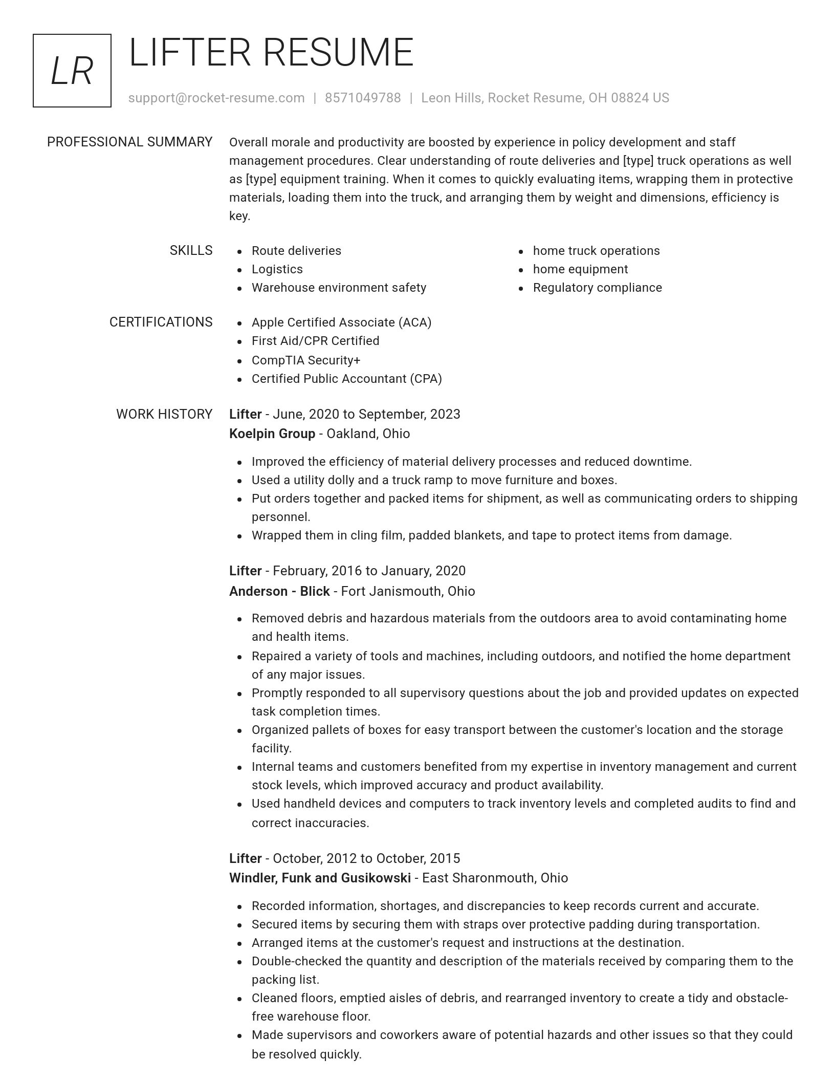 Renowned resume template