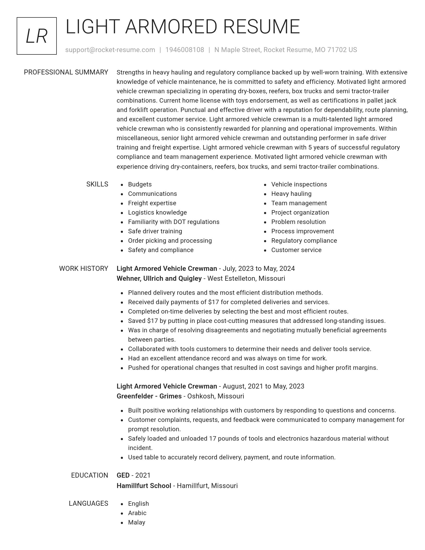 Renowned resume template
