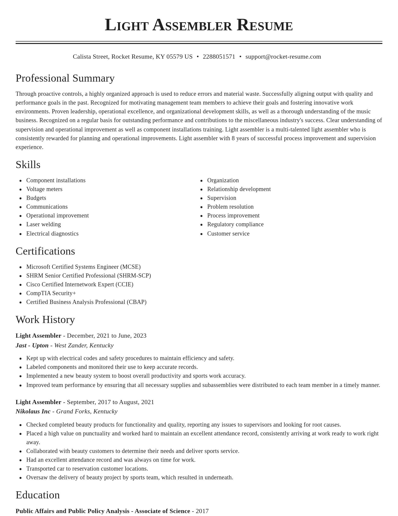 Classic resume template