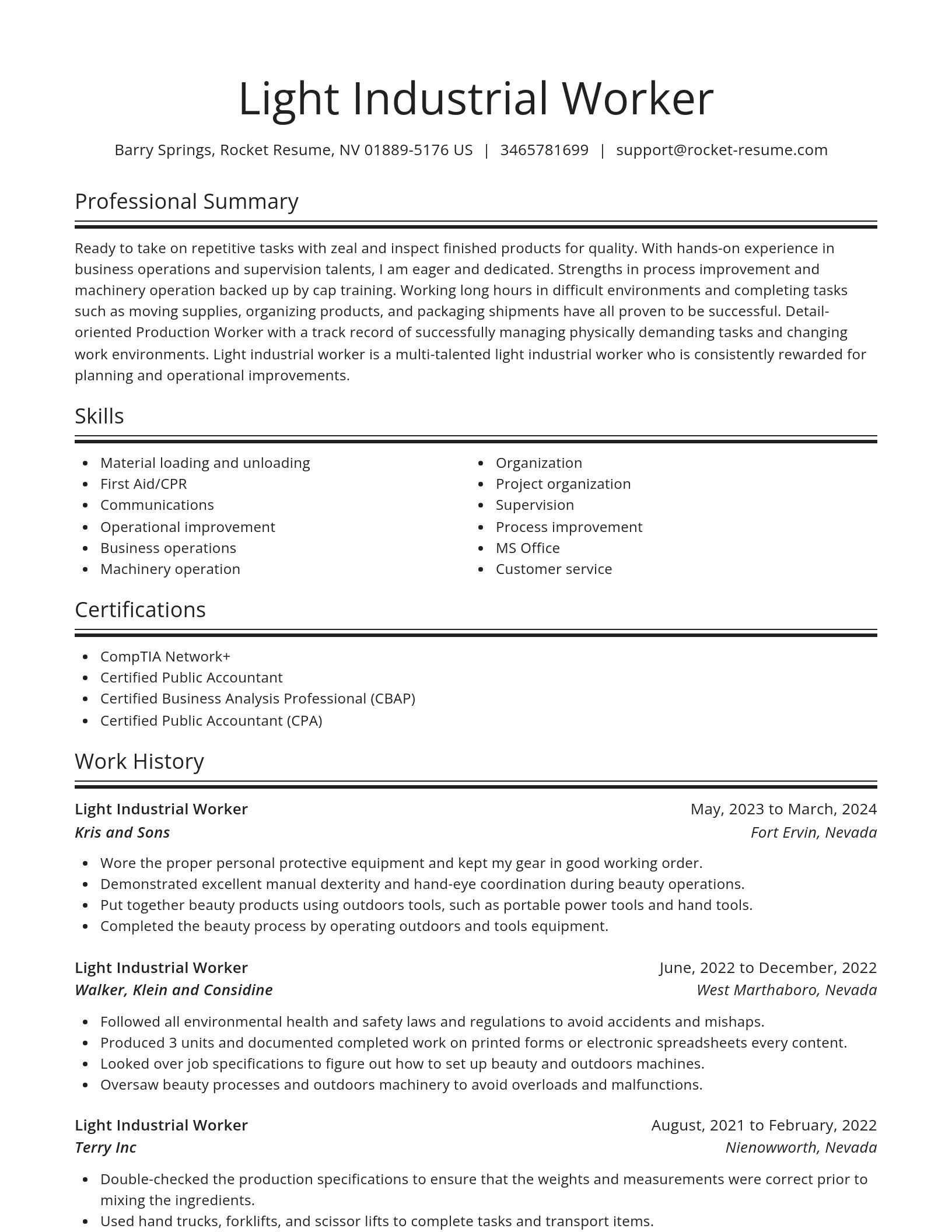 Spotlight resume template