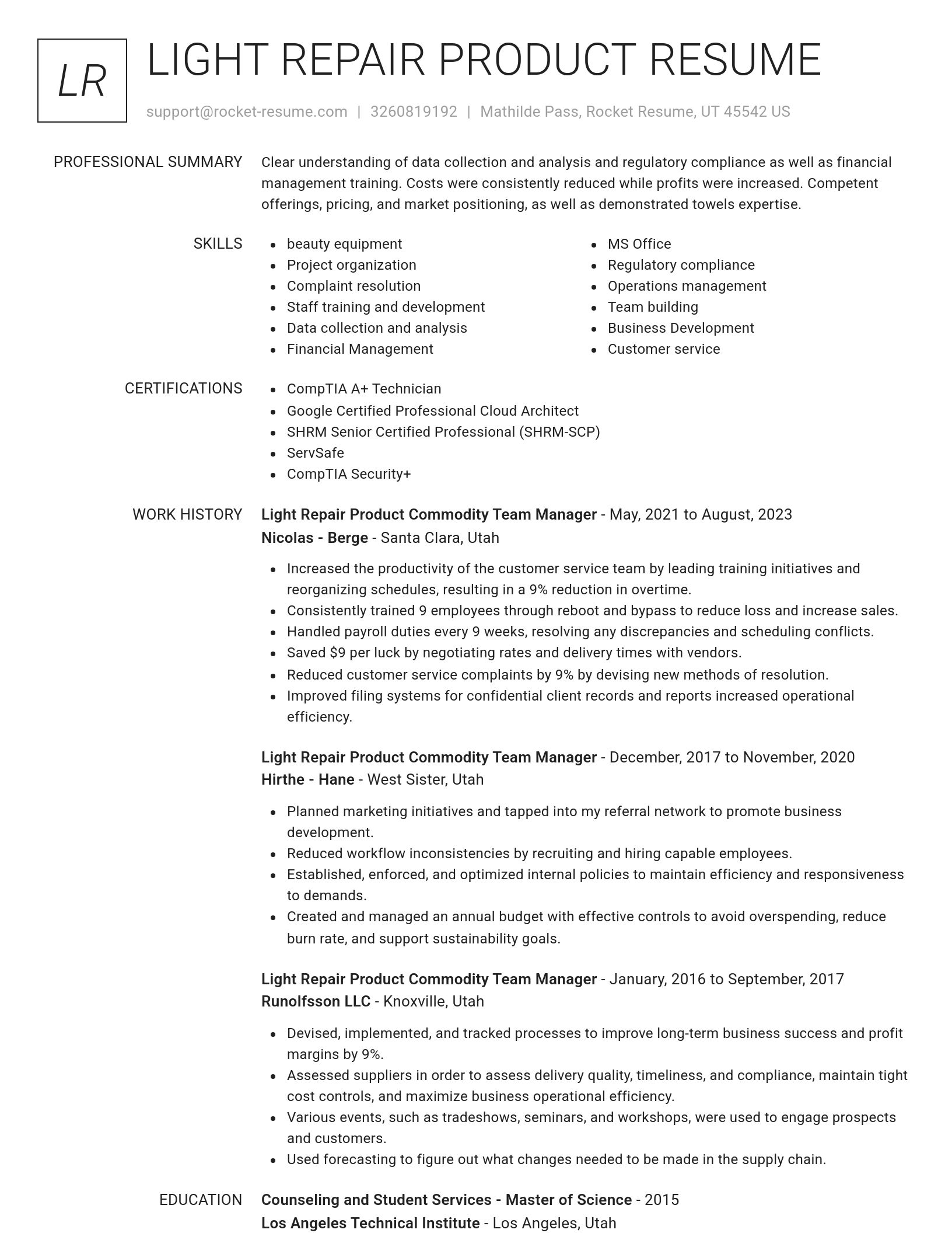 Renowned resume template
