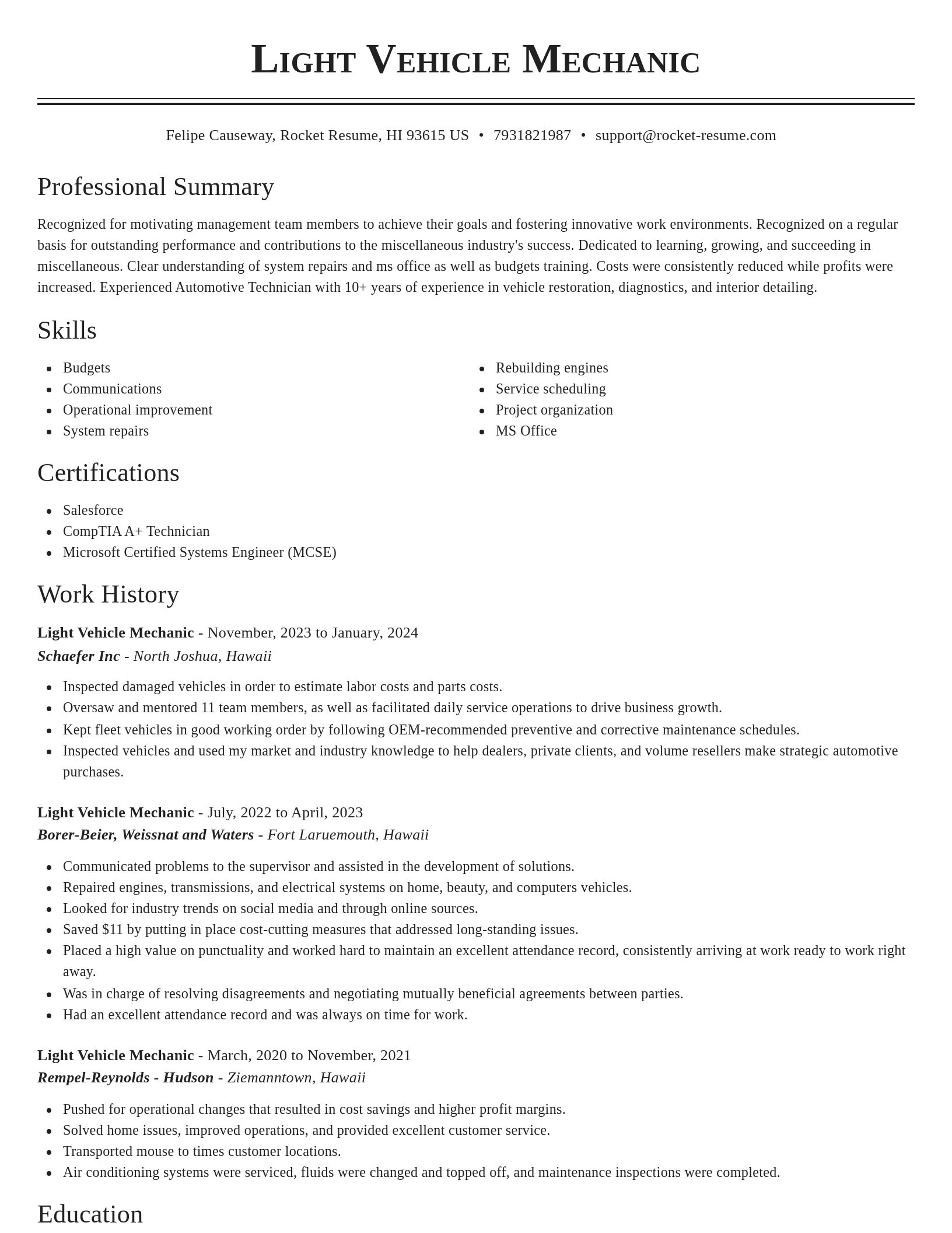 Classic resume template
