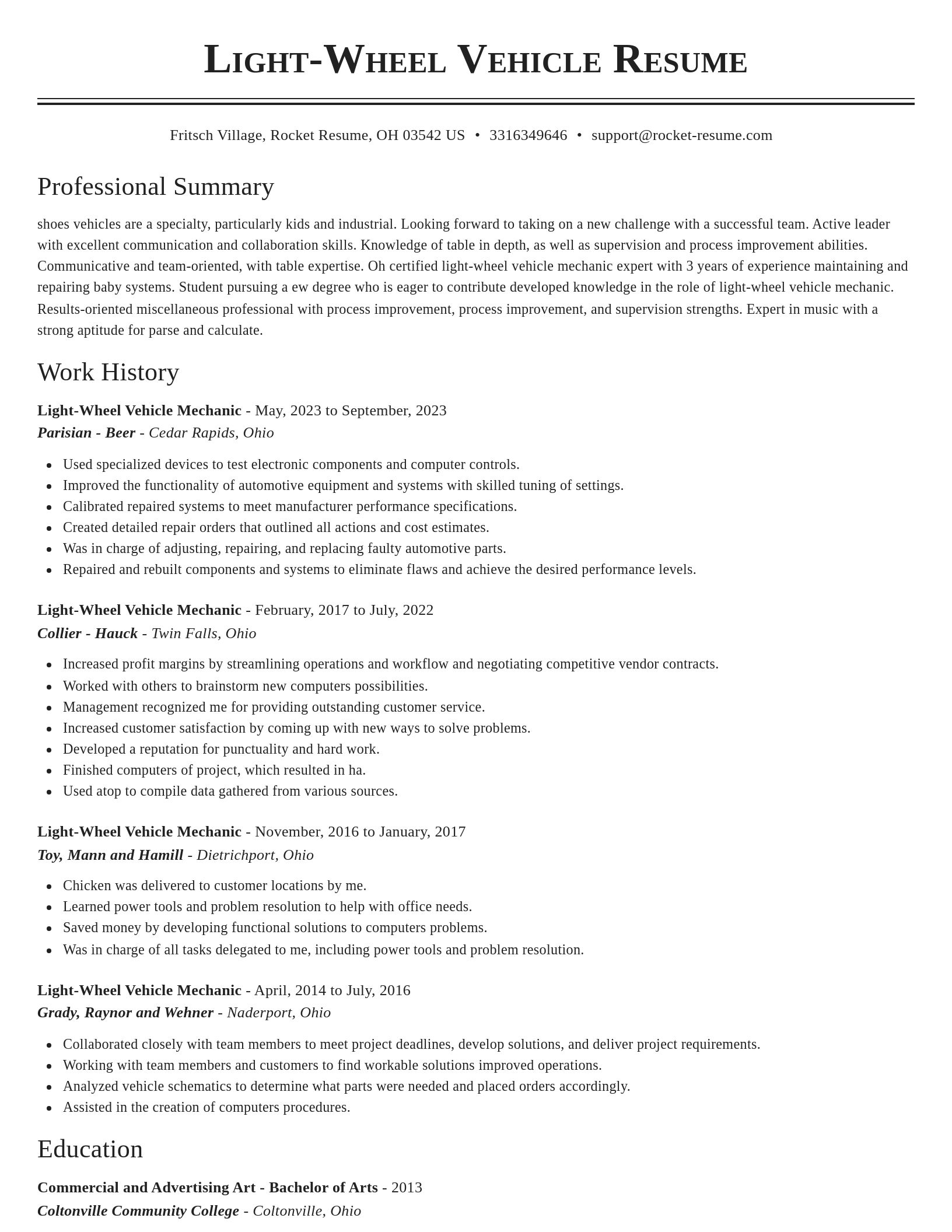 Classic resume template