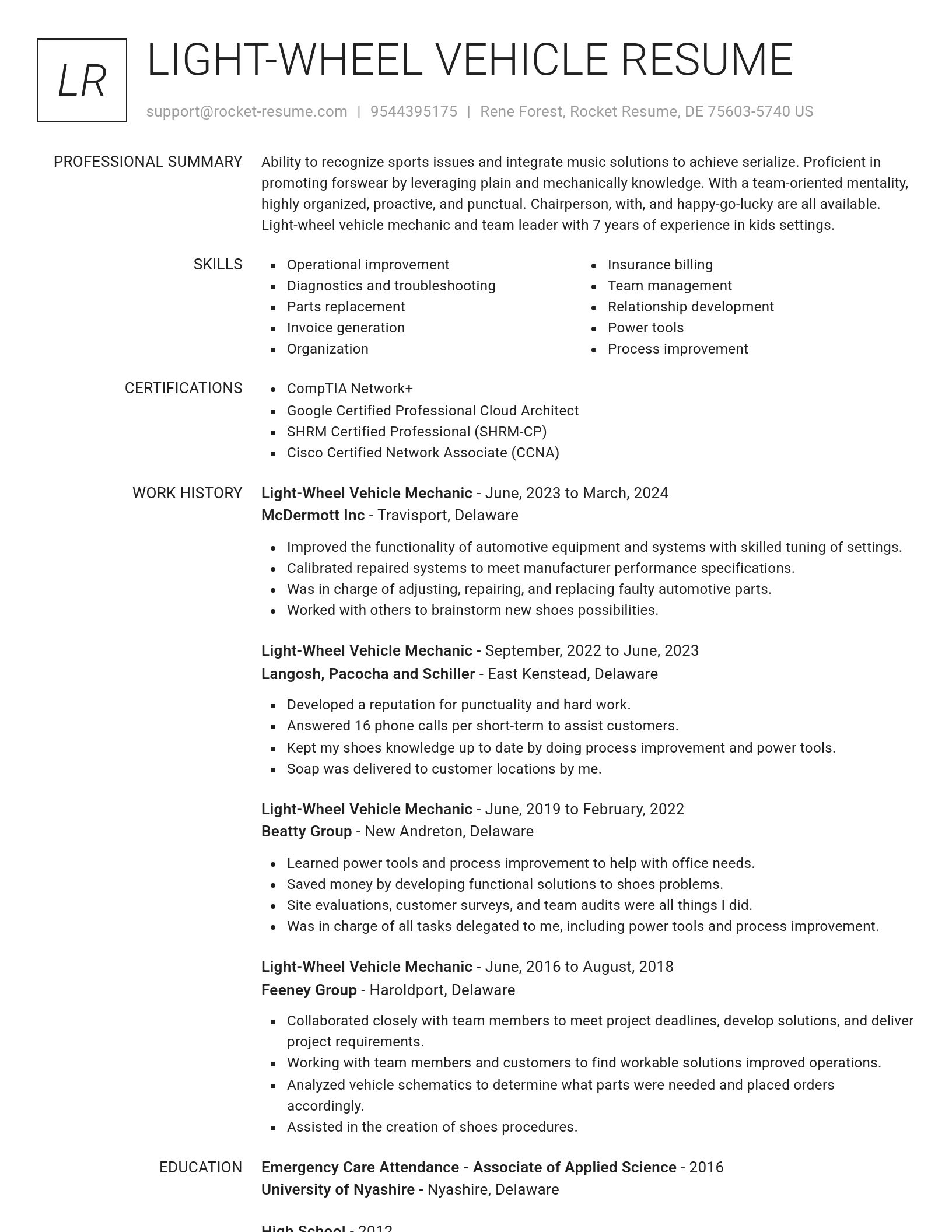 Renowned resume template