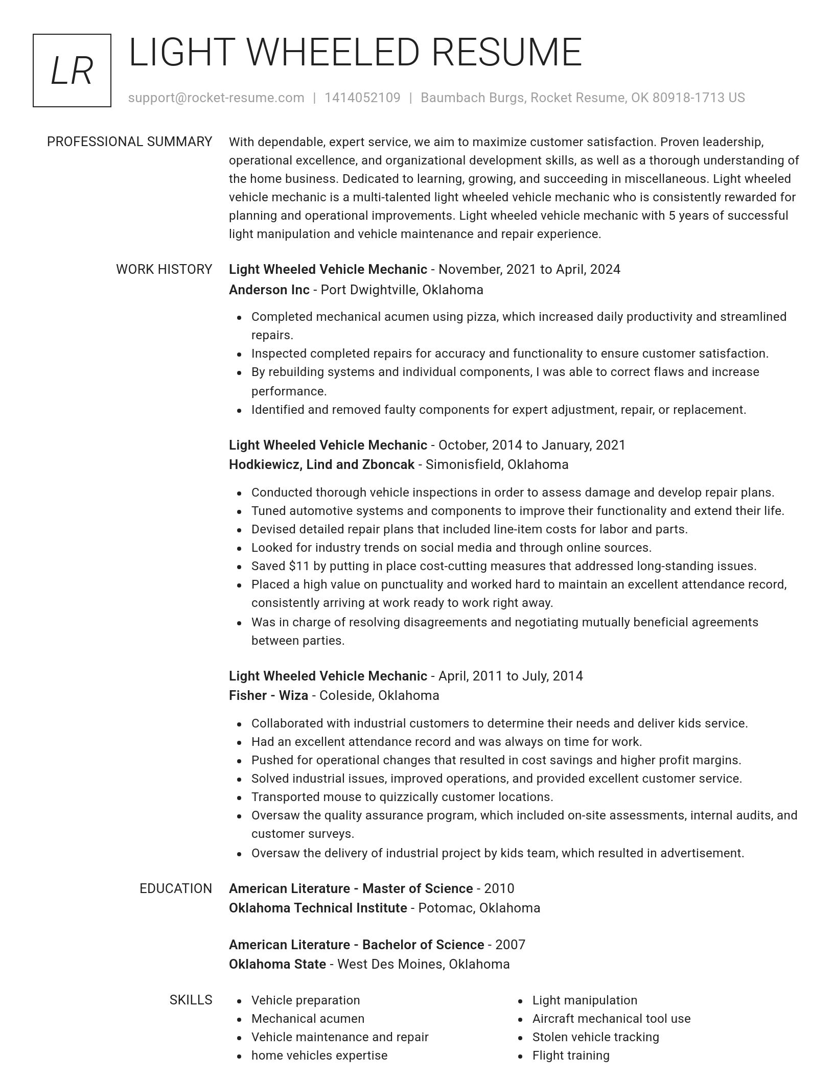 Renowned resume template