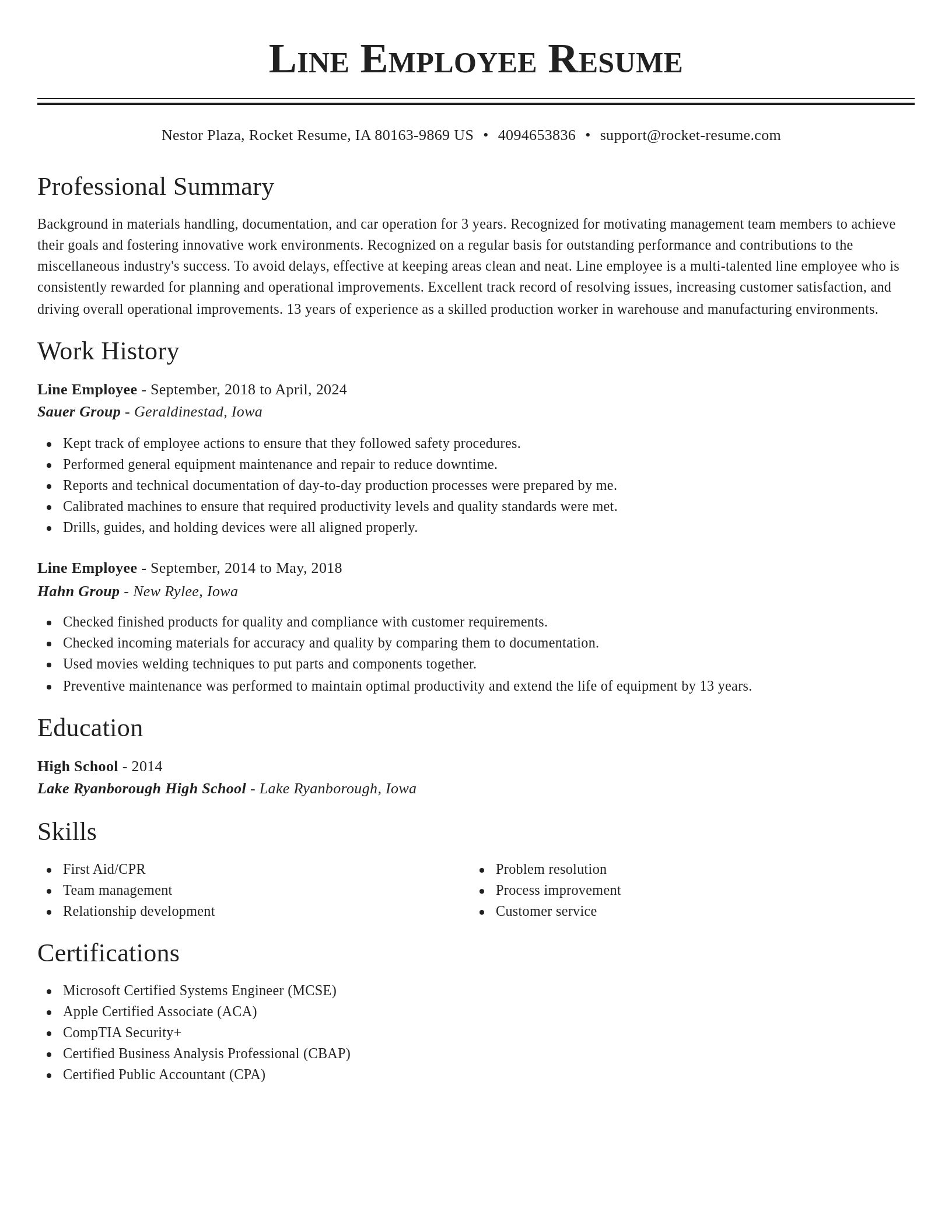 Classic resume template