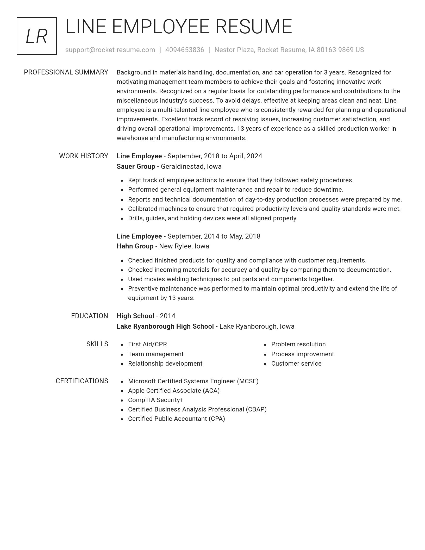 Renowned resume template