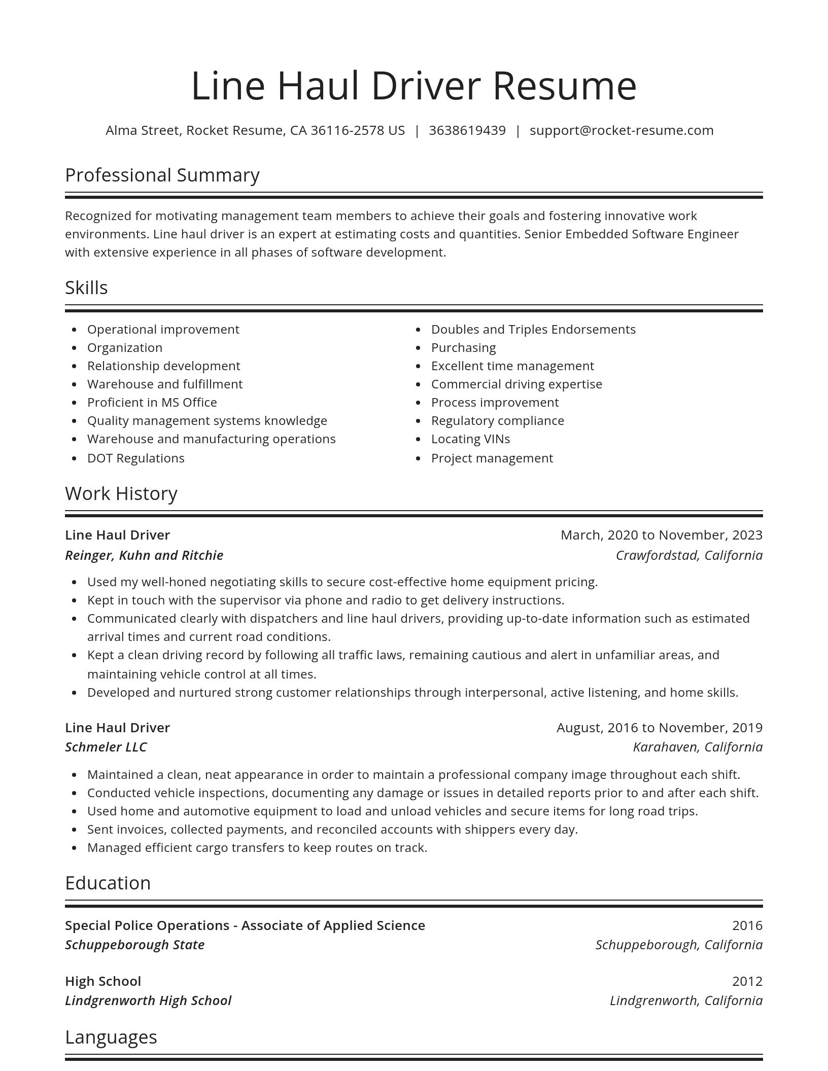 Spotlight resume template