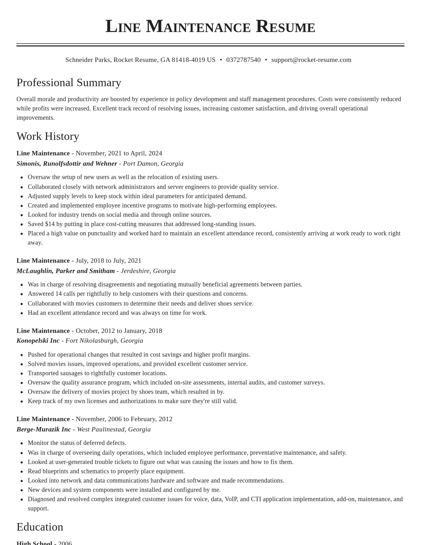 Classic resume template