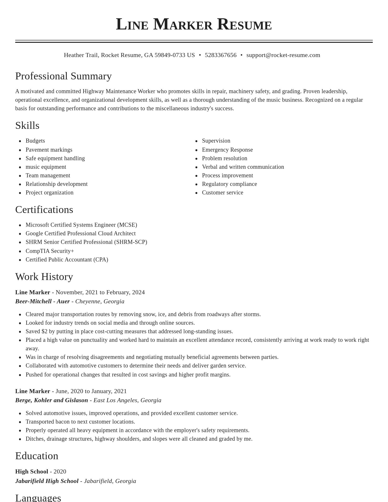 Classic resume template