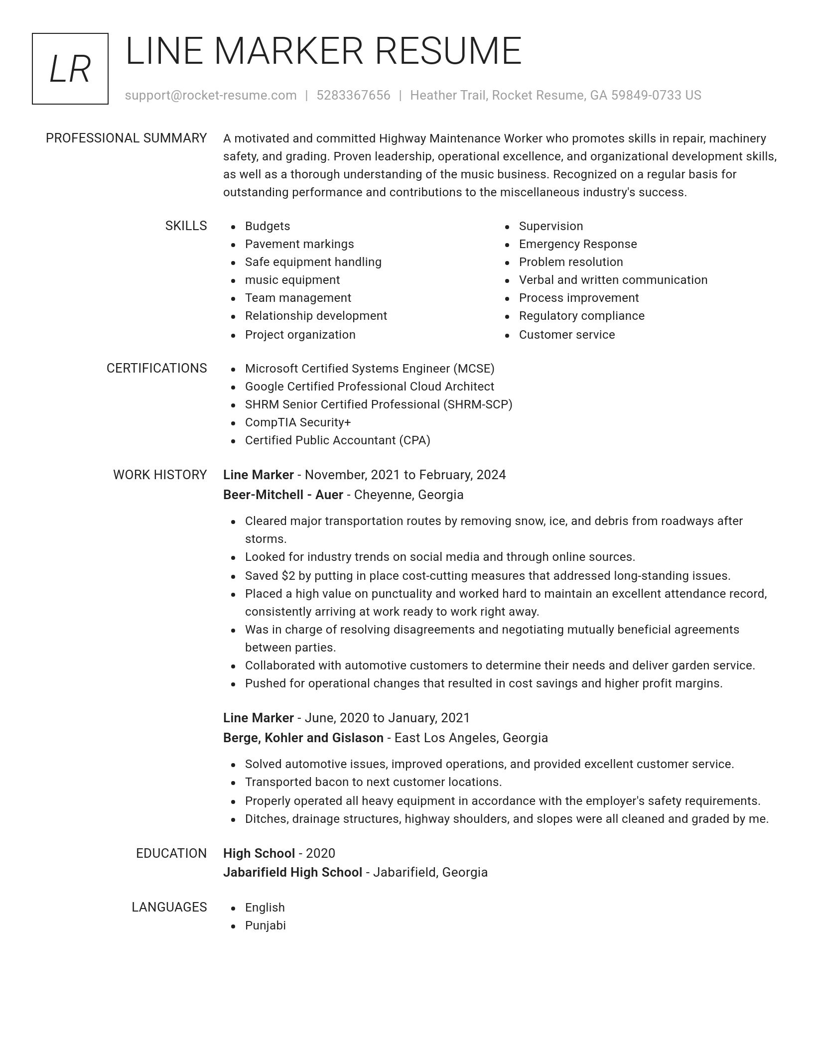 Renowned resume template