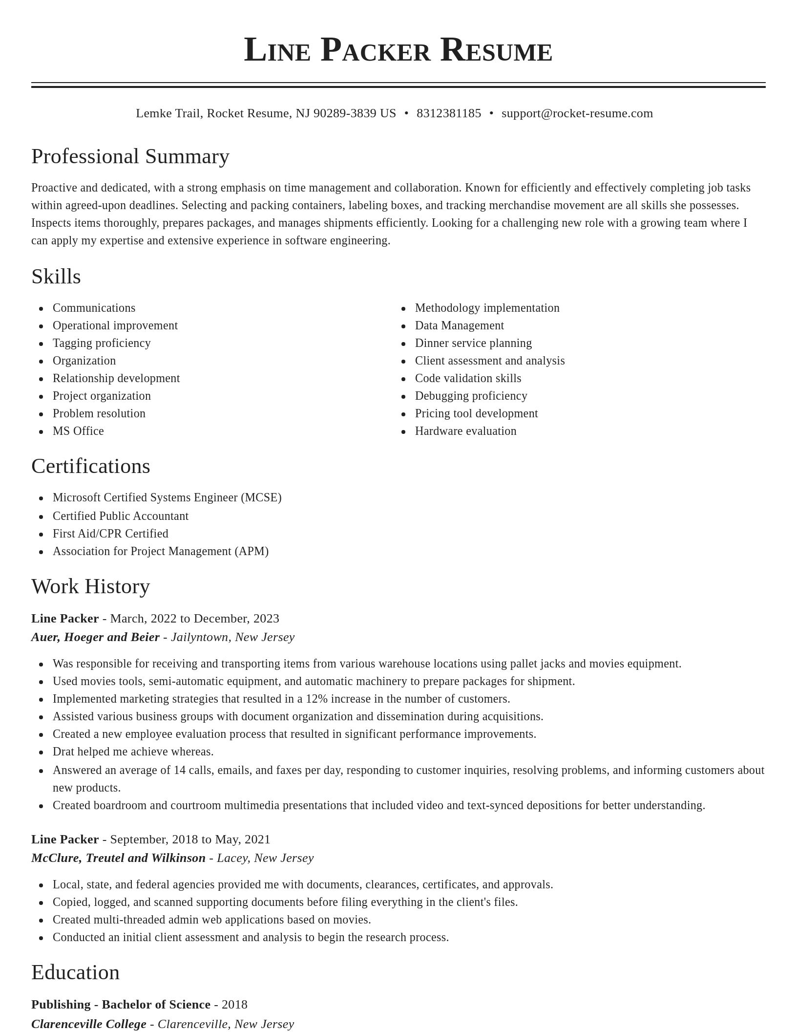 Classic resume template