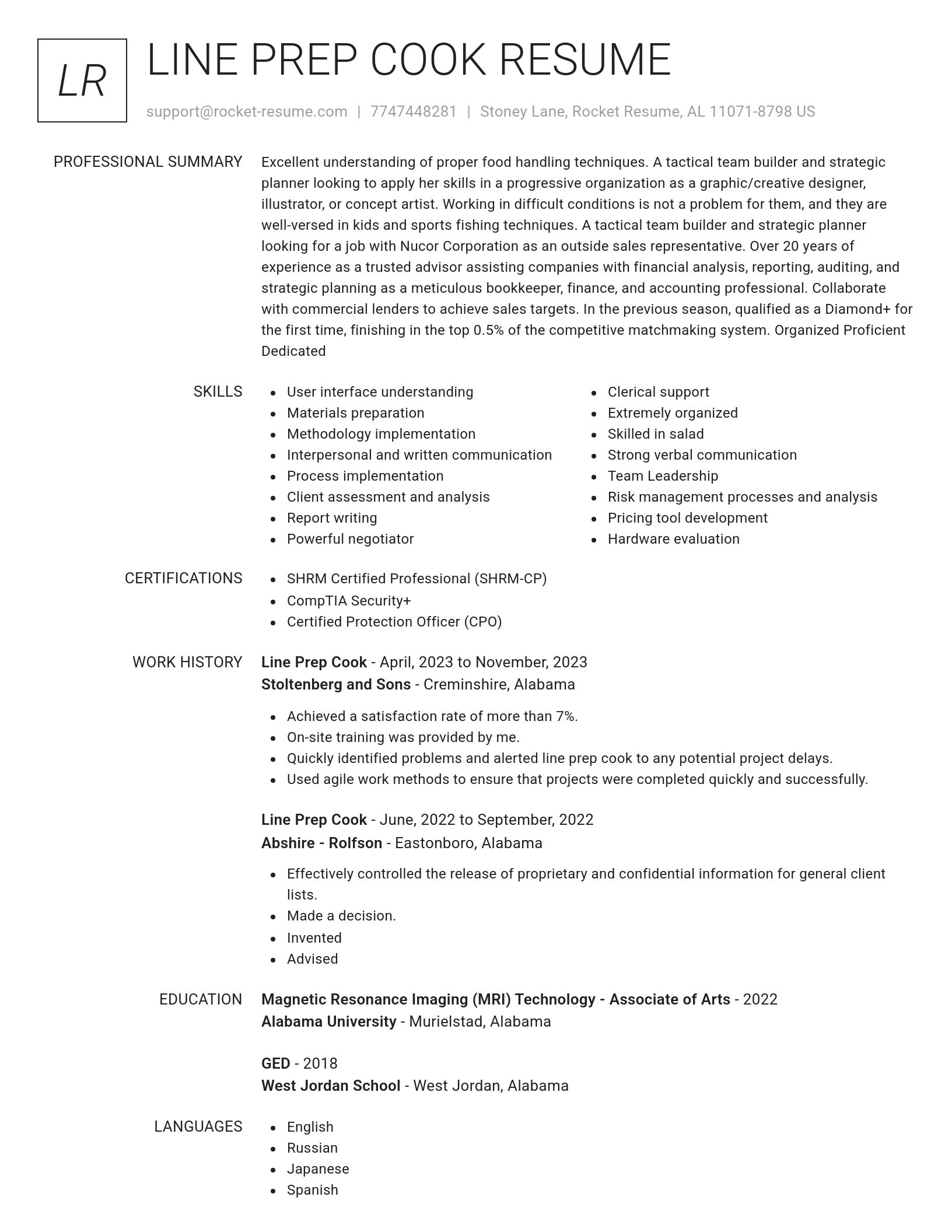 Renowned resume template