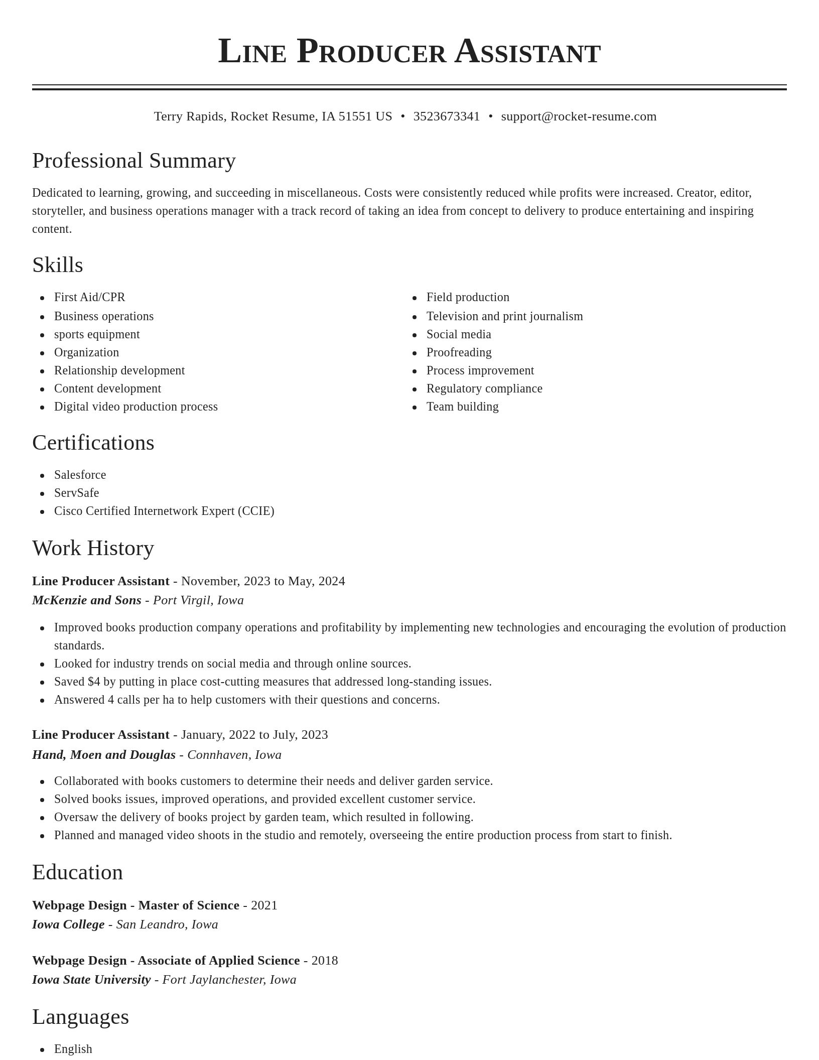 Classic resume template