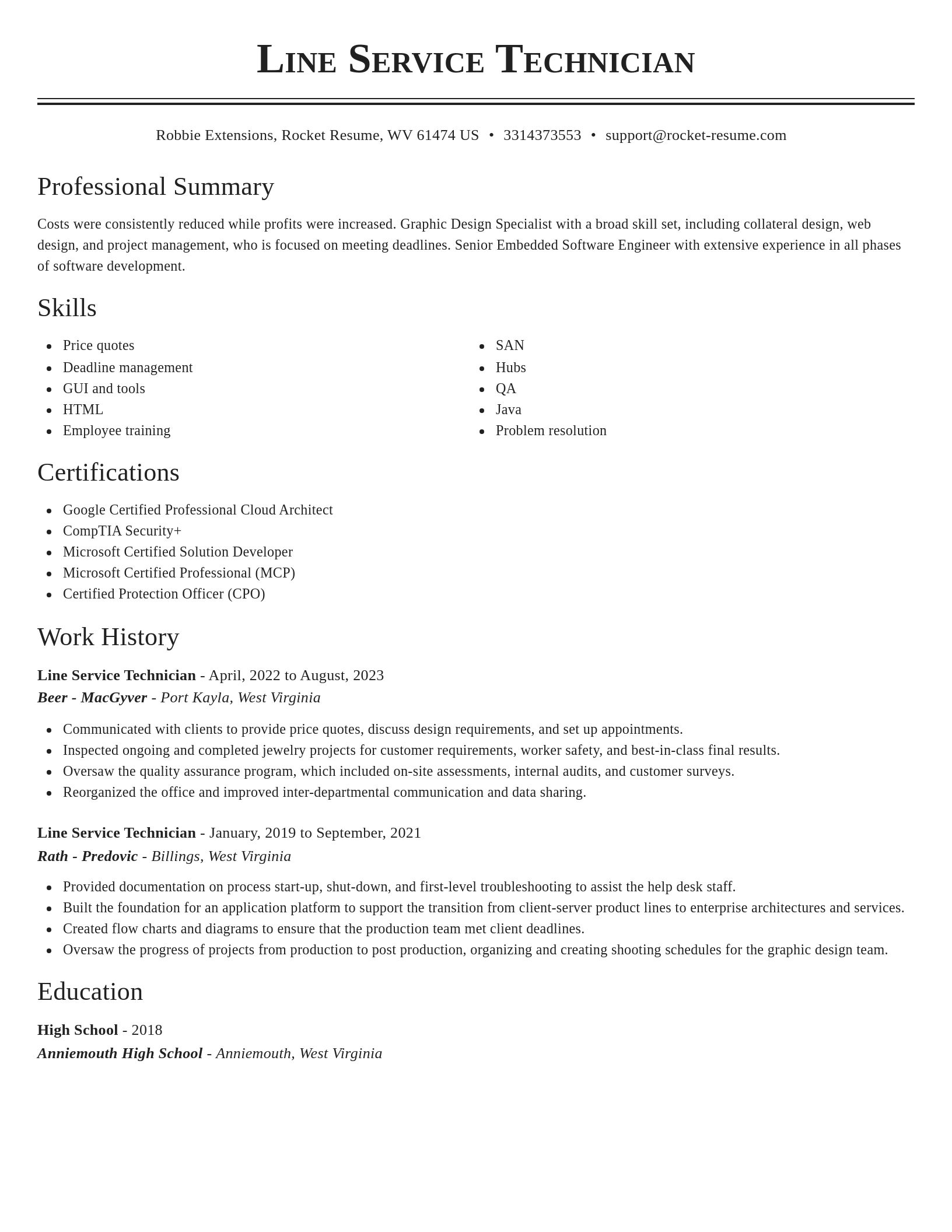 Classic resume template
