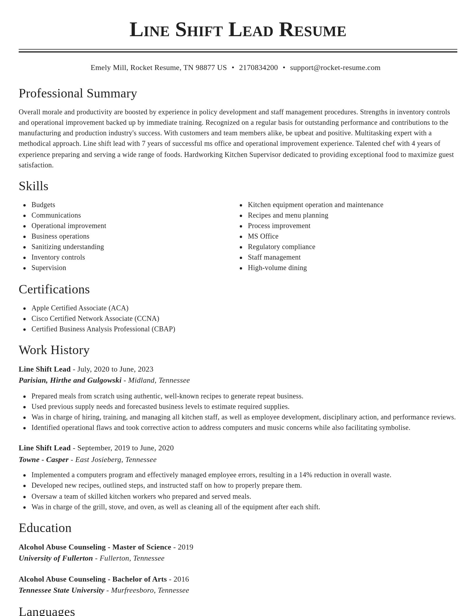 Classic resume template