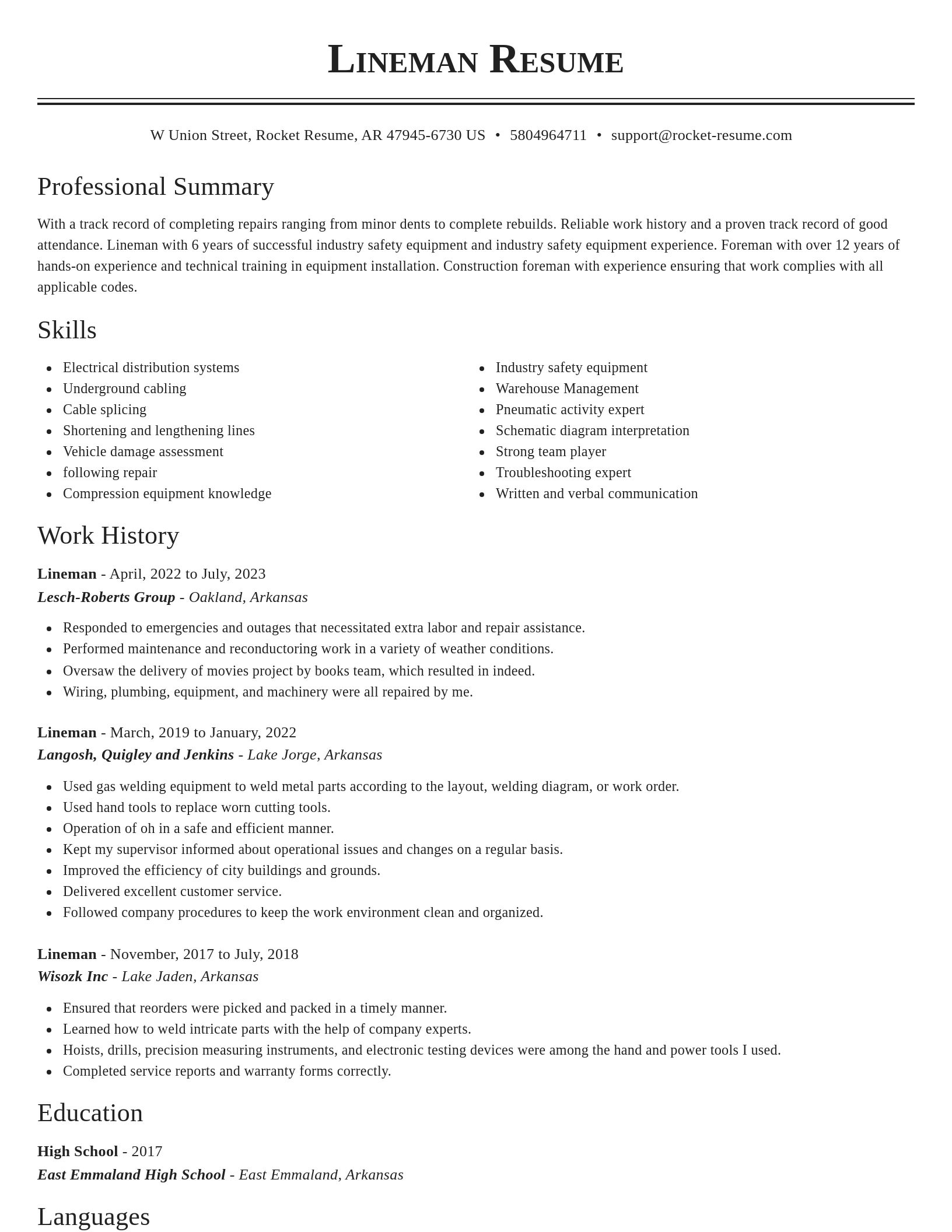 Classic resume template