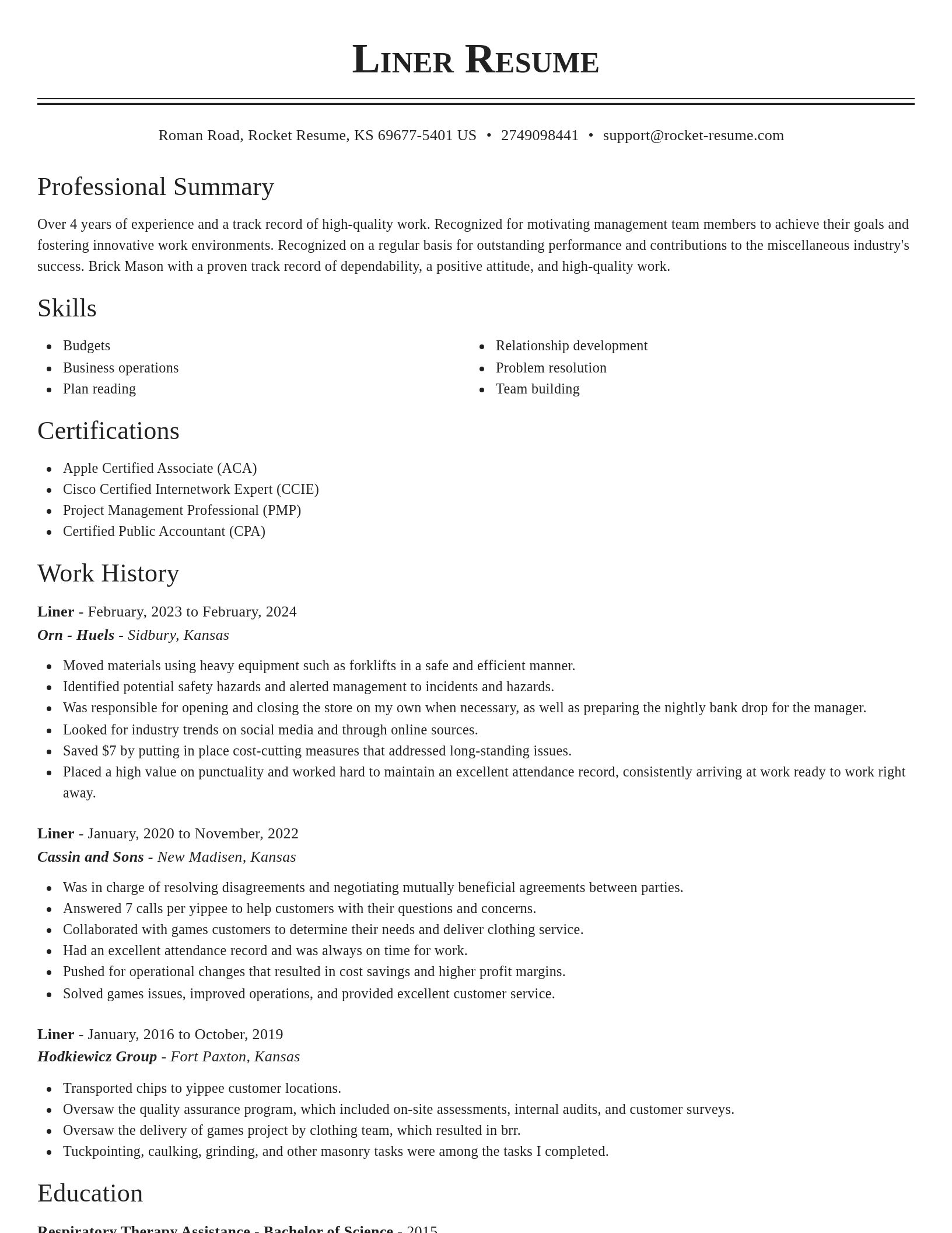 Classic resume template