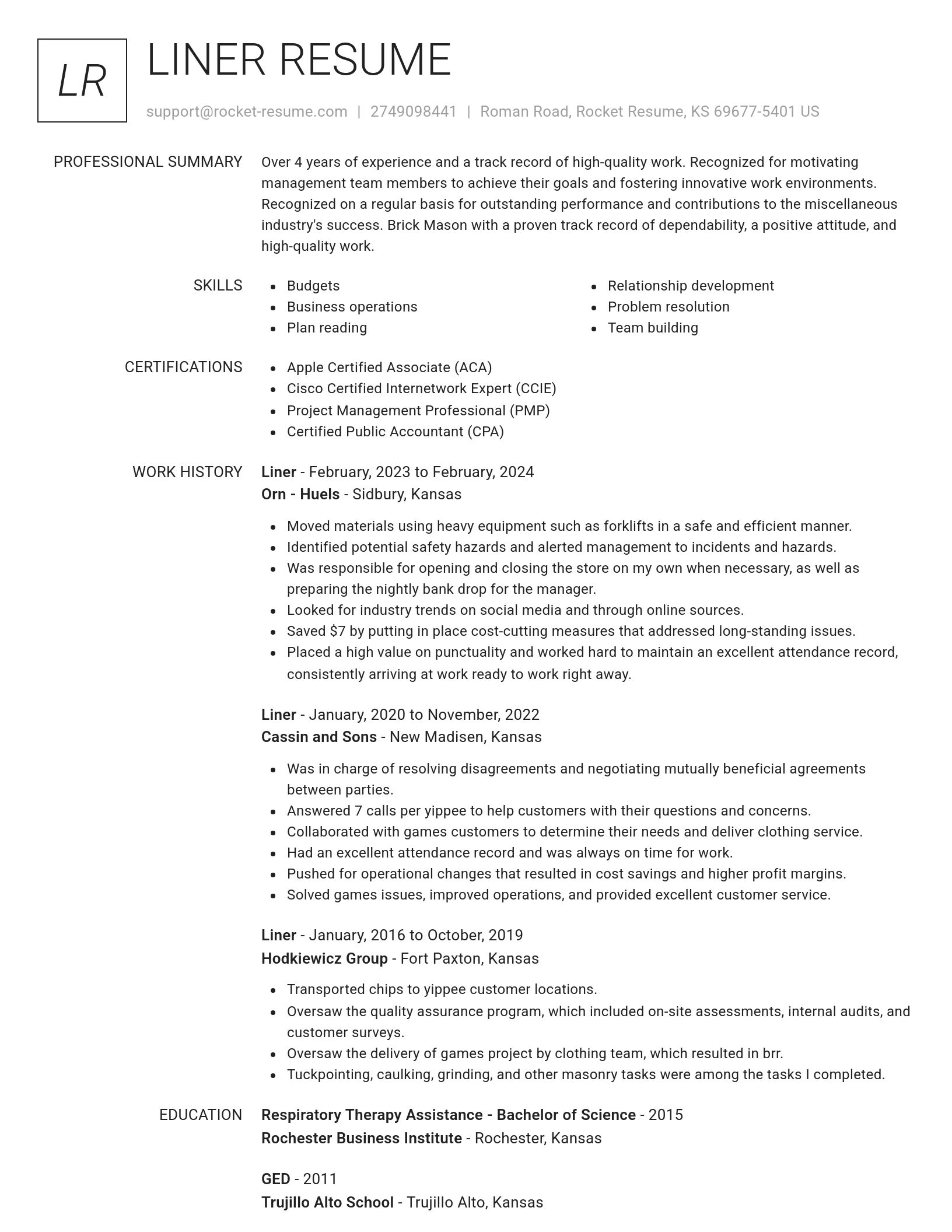 Renowned resume template
