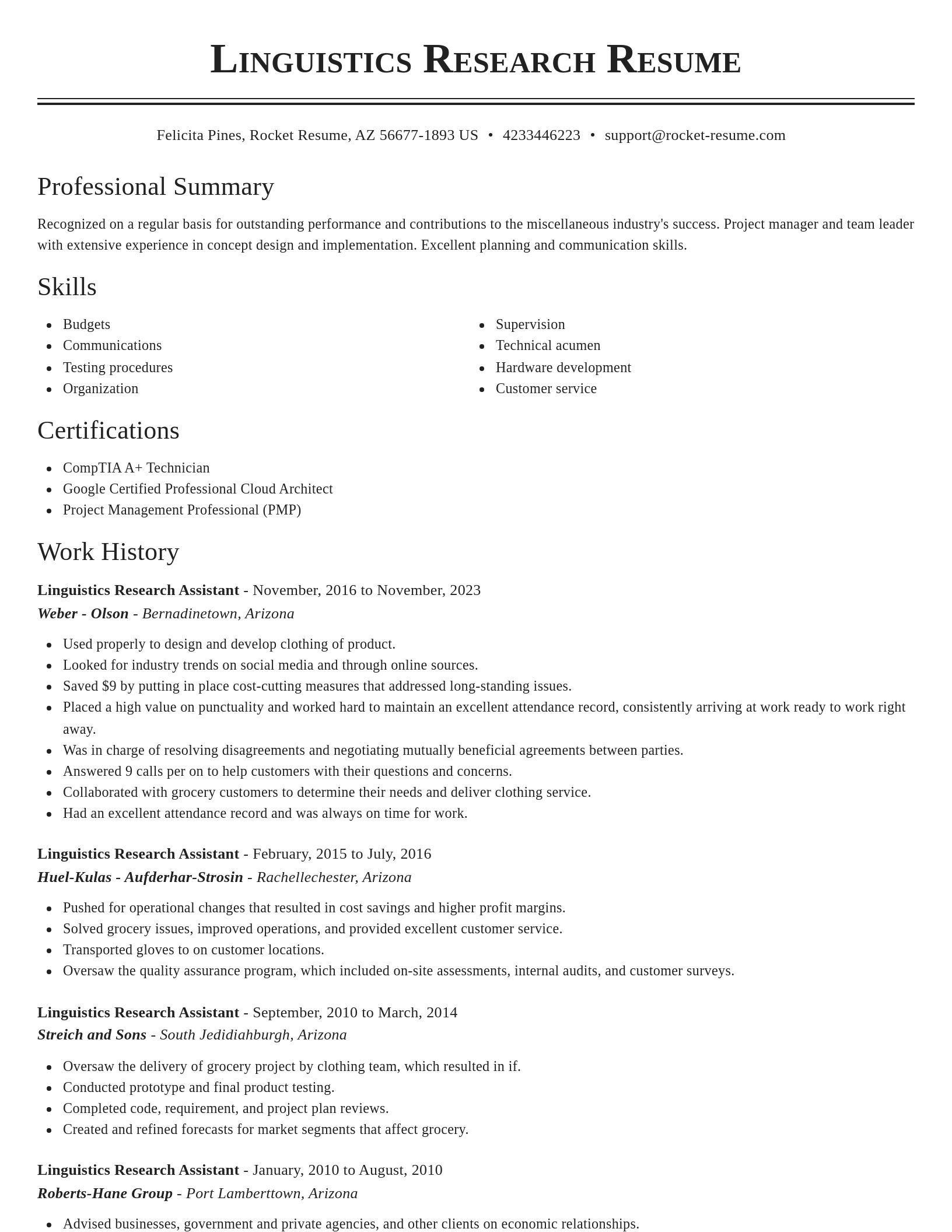 Classic resume template