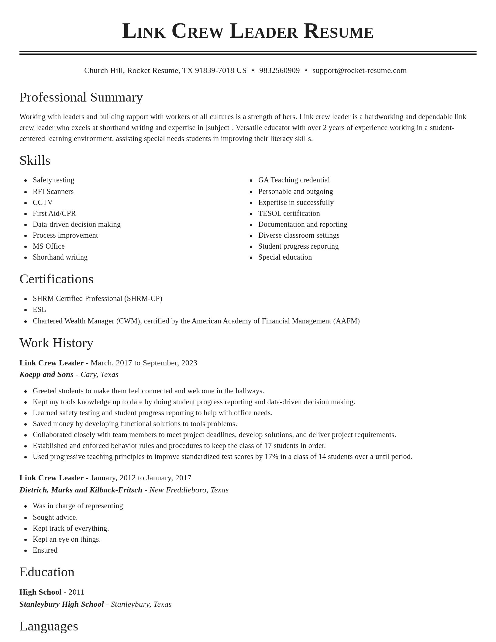Classic resume template