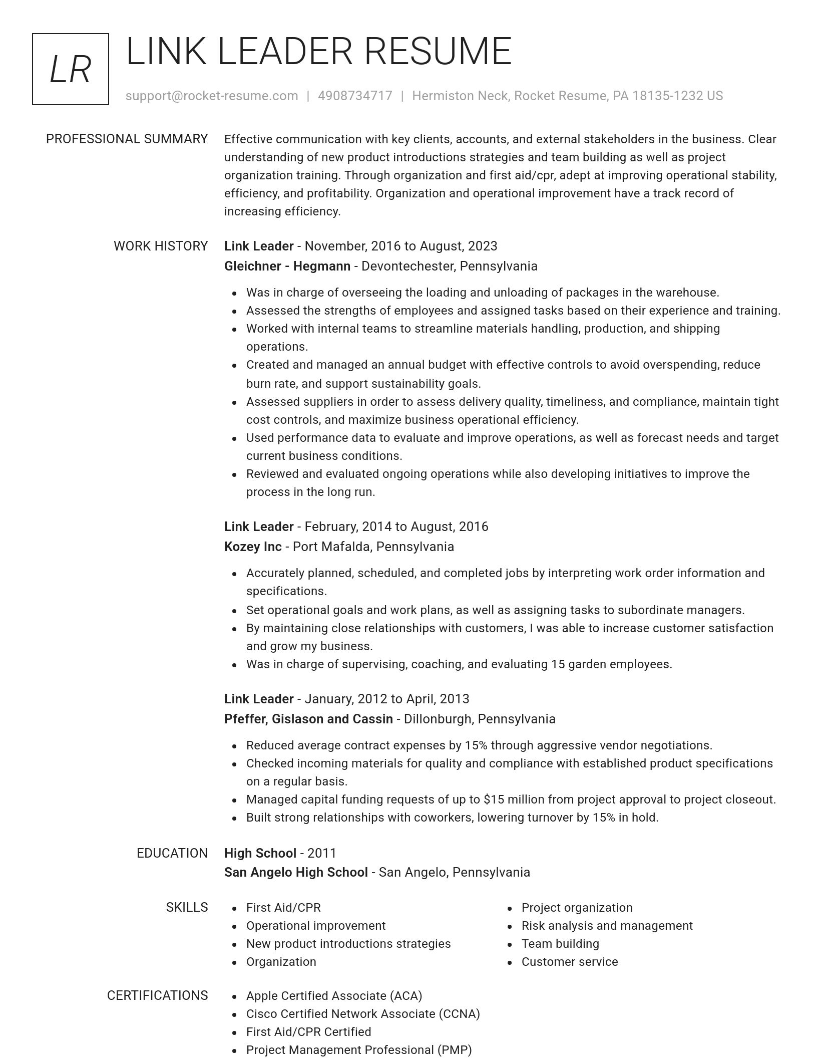 Renowned resume template