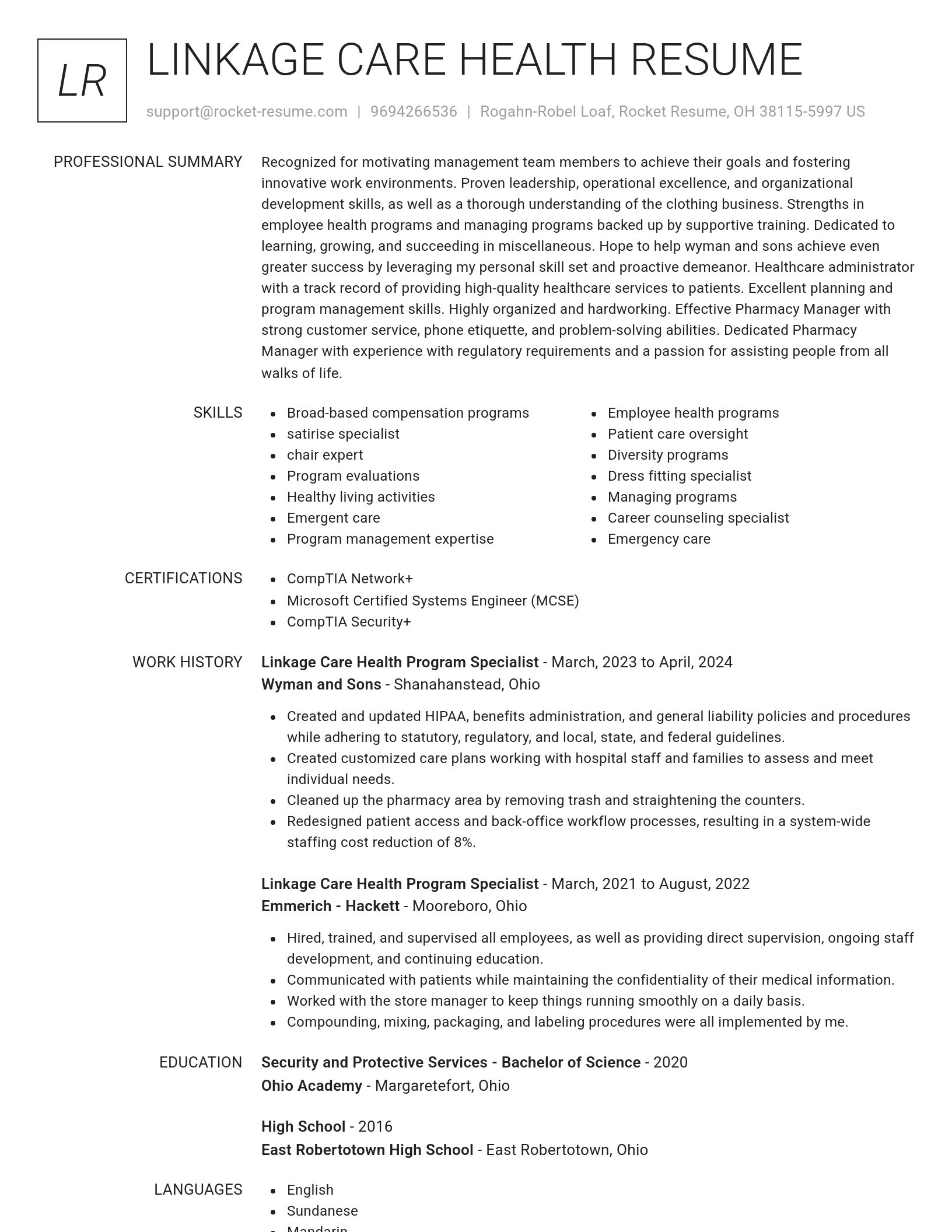 Renowned resume template