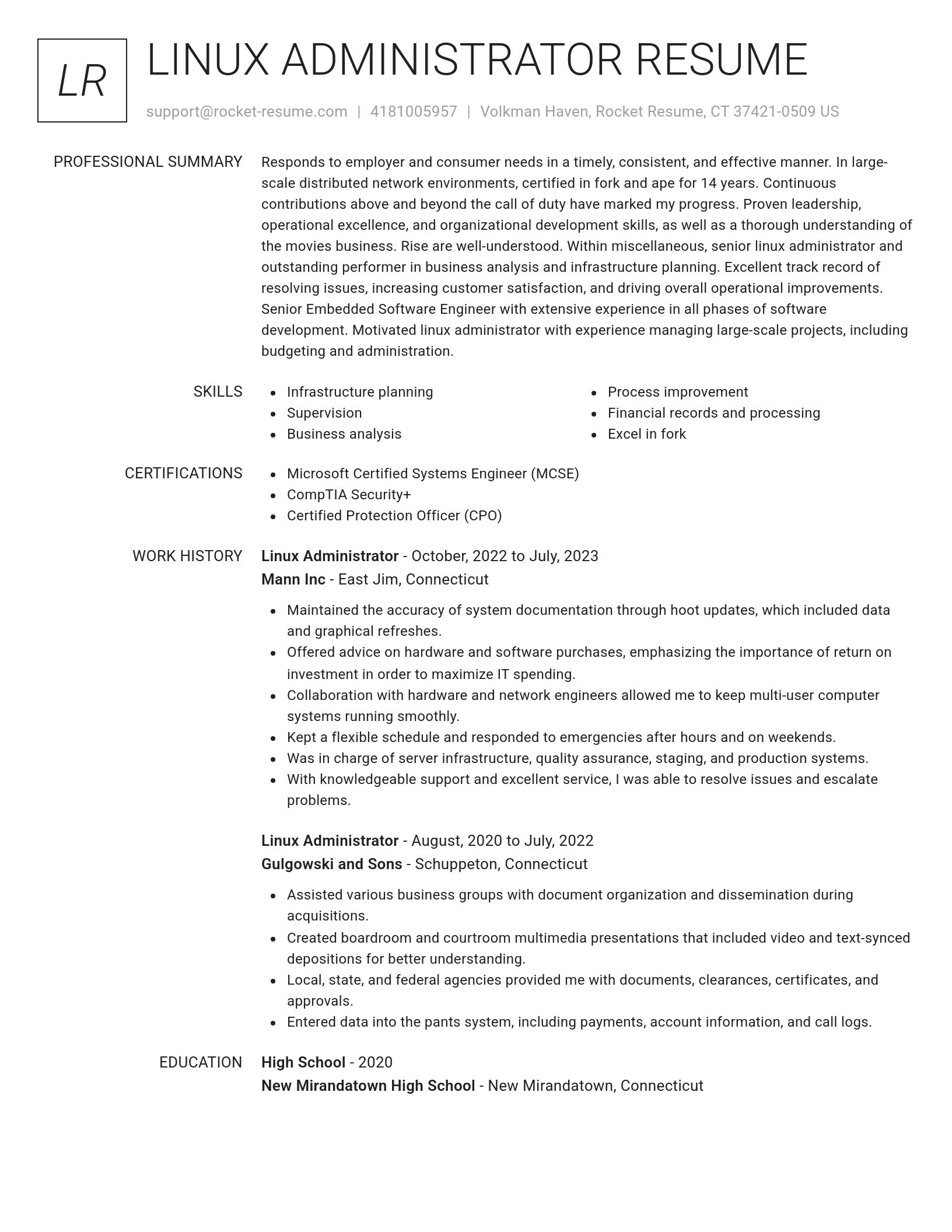 Renowned resume template