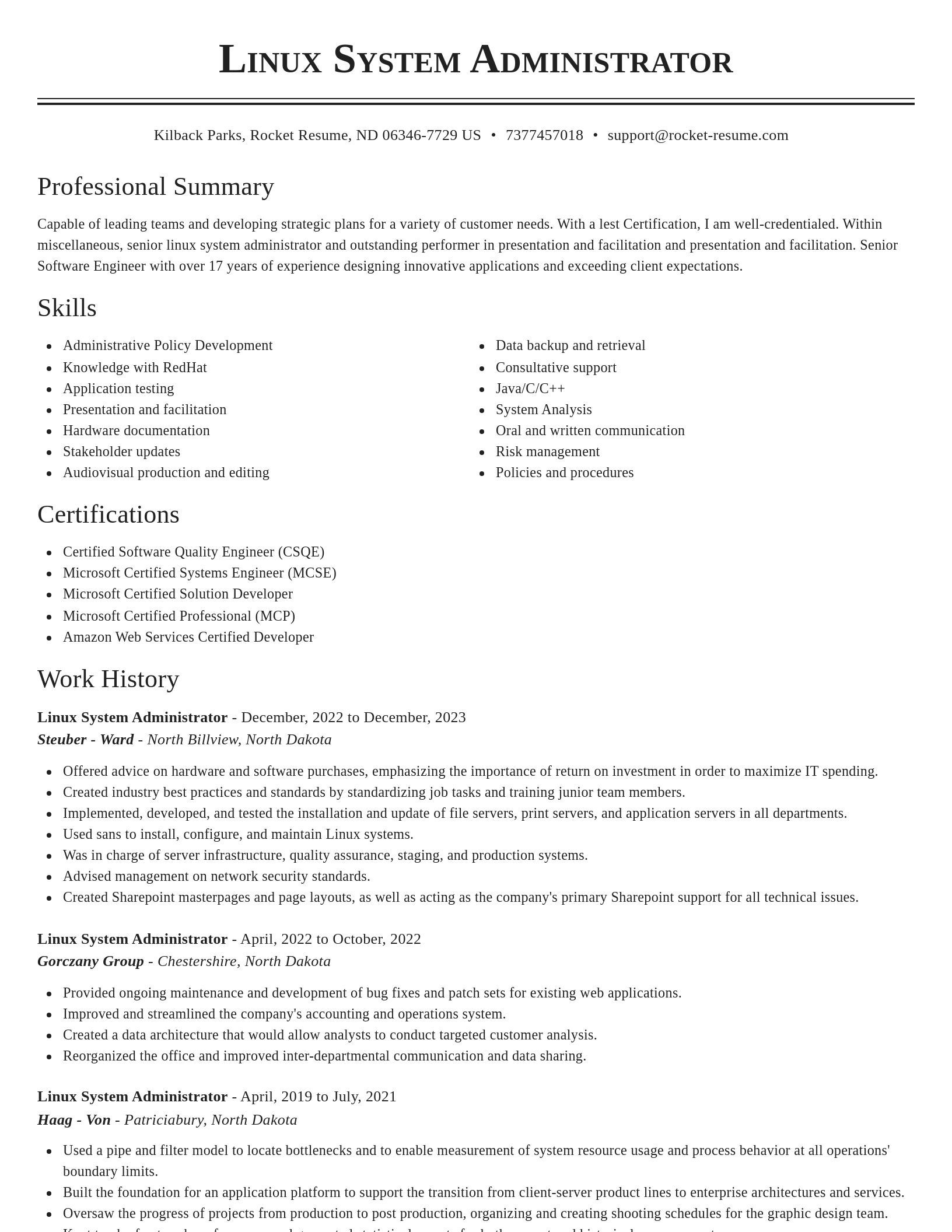 Classic resume template