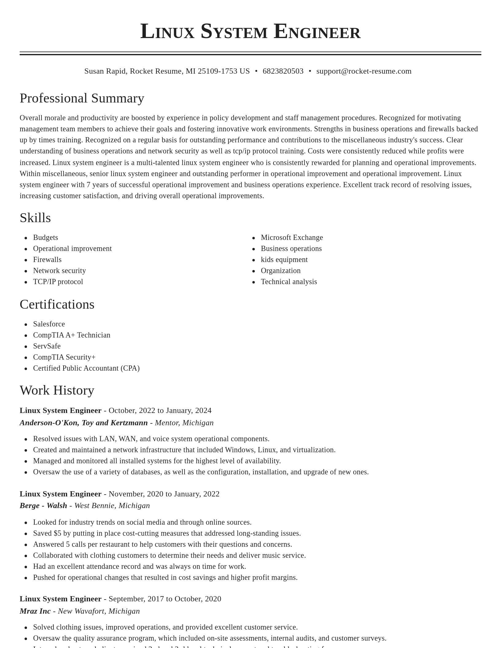 Classic resume template