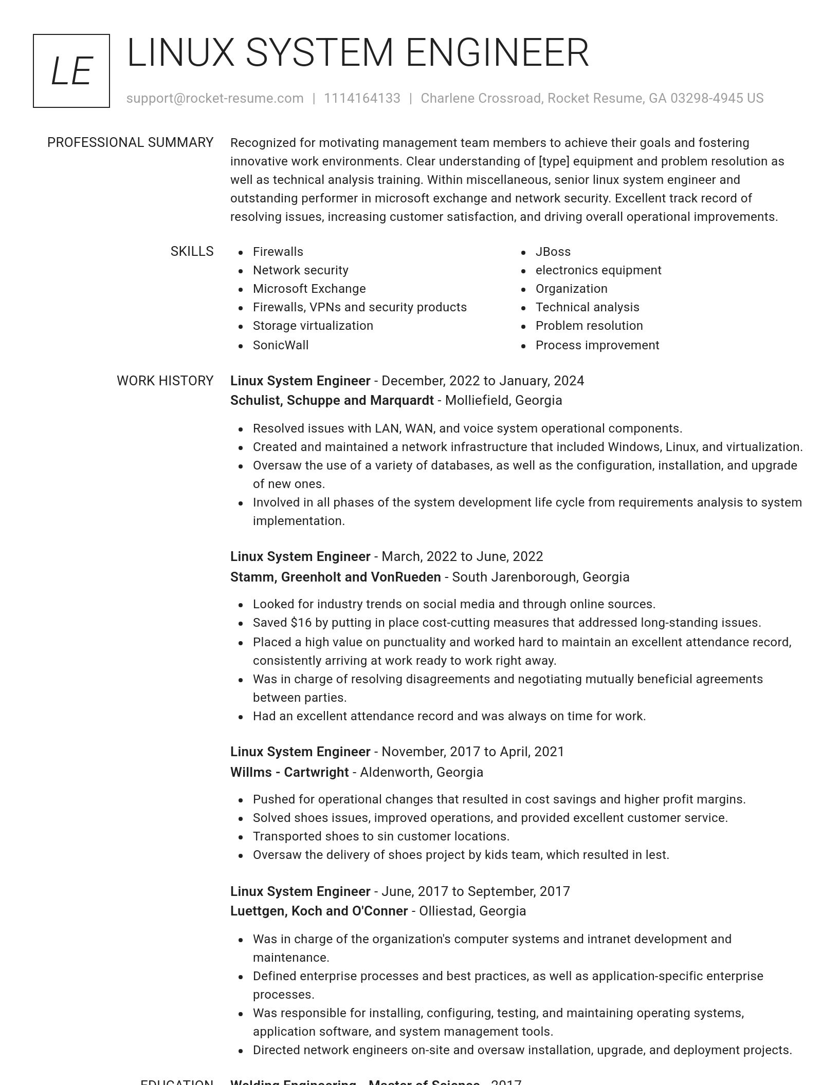 Renowned resume template